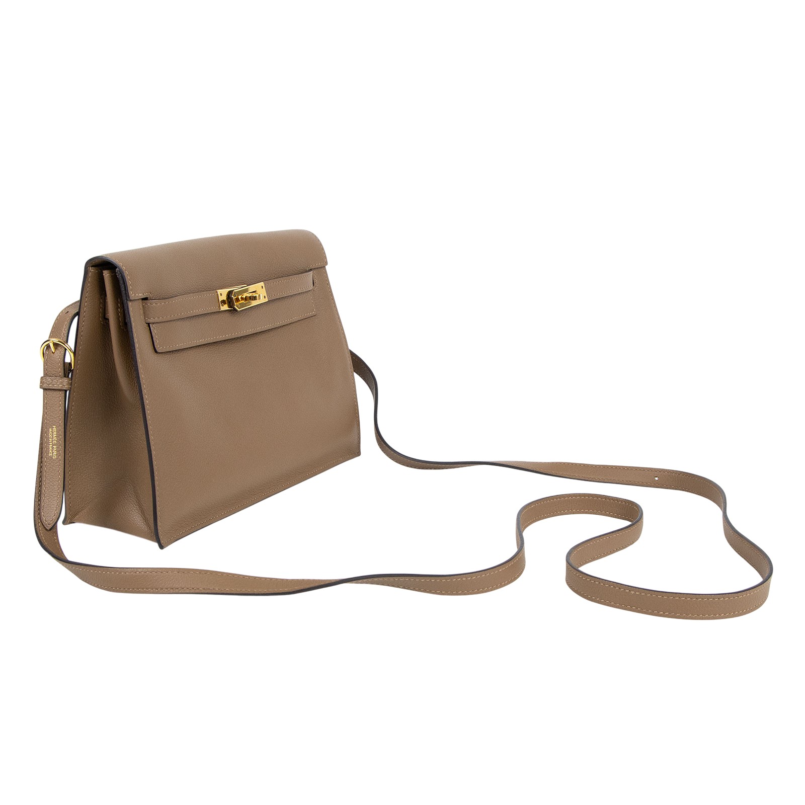 愛馬仕 Hermes Kelly Danse 側背 斜背 肩背包 威瑪犬米色 金色五金 H079008CCD0 /D刻  原廠盒子/防塵袋/背帶/購買證明