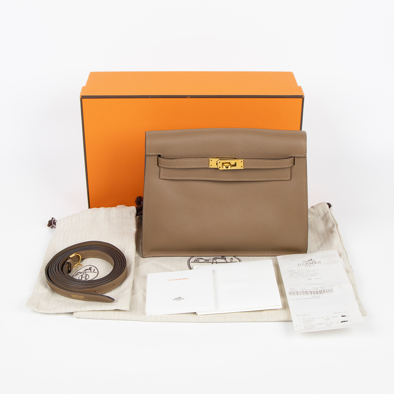 愛馬仕 Hermes Kelly Danse 側背 斜背 肩背包 威瑪犬米色 金色五金 H079008CCD0 /D刻  原廠盒子/防塵袋/背帶/購買證明
