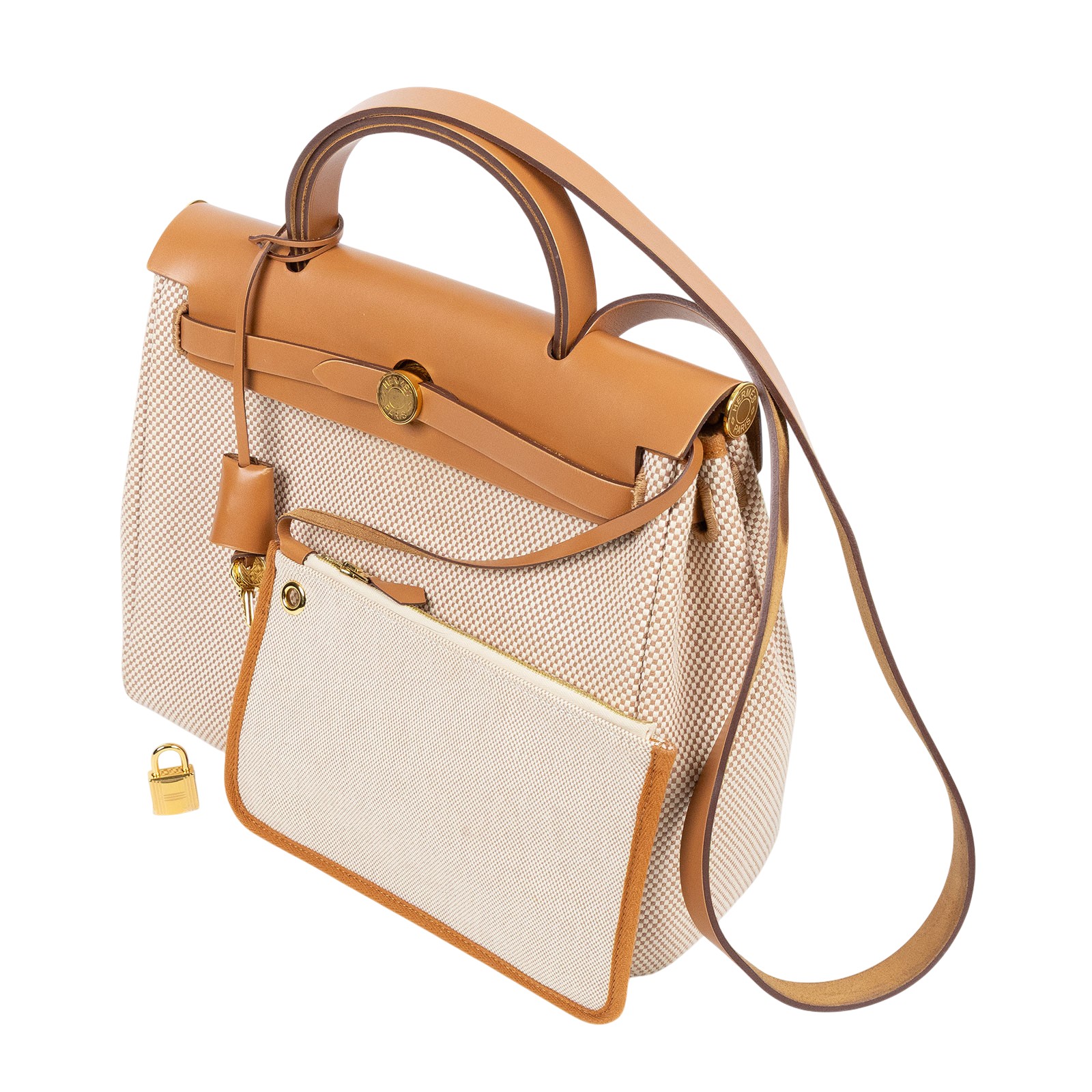 愛馬仕 Hermes Herbag Zip 31 金色五金  H079092CCAK W刻/ W刻 金棕HERBAG31 防塵袋/鎖組