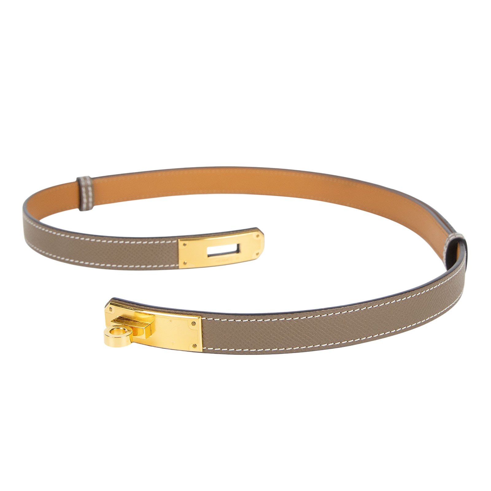 愛馬仕 Hermes Kelly 18 腰帶  /AM008UH 大象灰KELLY皮帶 原廠盒子/防塵袋