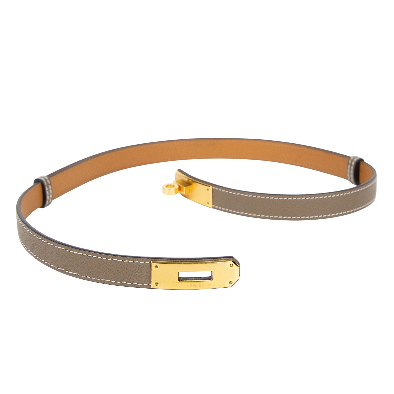 愛馬仕 Hermes Kelly 18 腰帶  /AM008UH 大象灰KELLY皮帶 原廠盒子/防塵袋