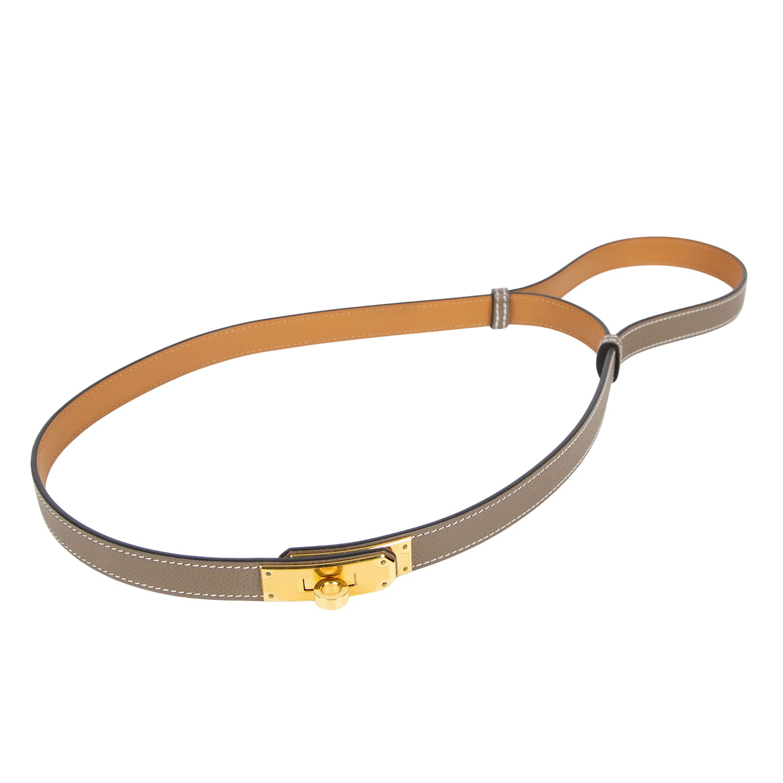 愛馬仕 Hermes Kelly 18 腰帶  /AM008UH 大象灰KELLY皮帶 原廠盒子/防塵袋