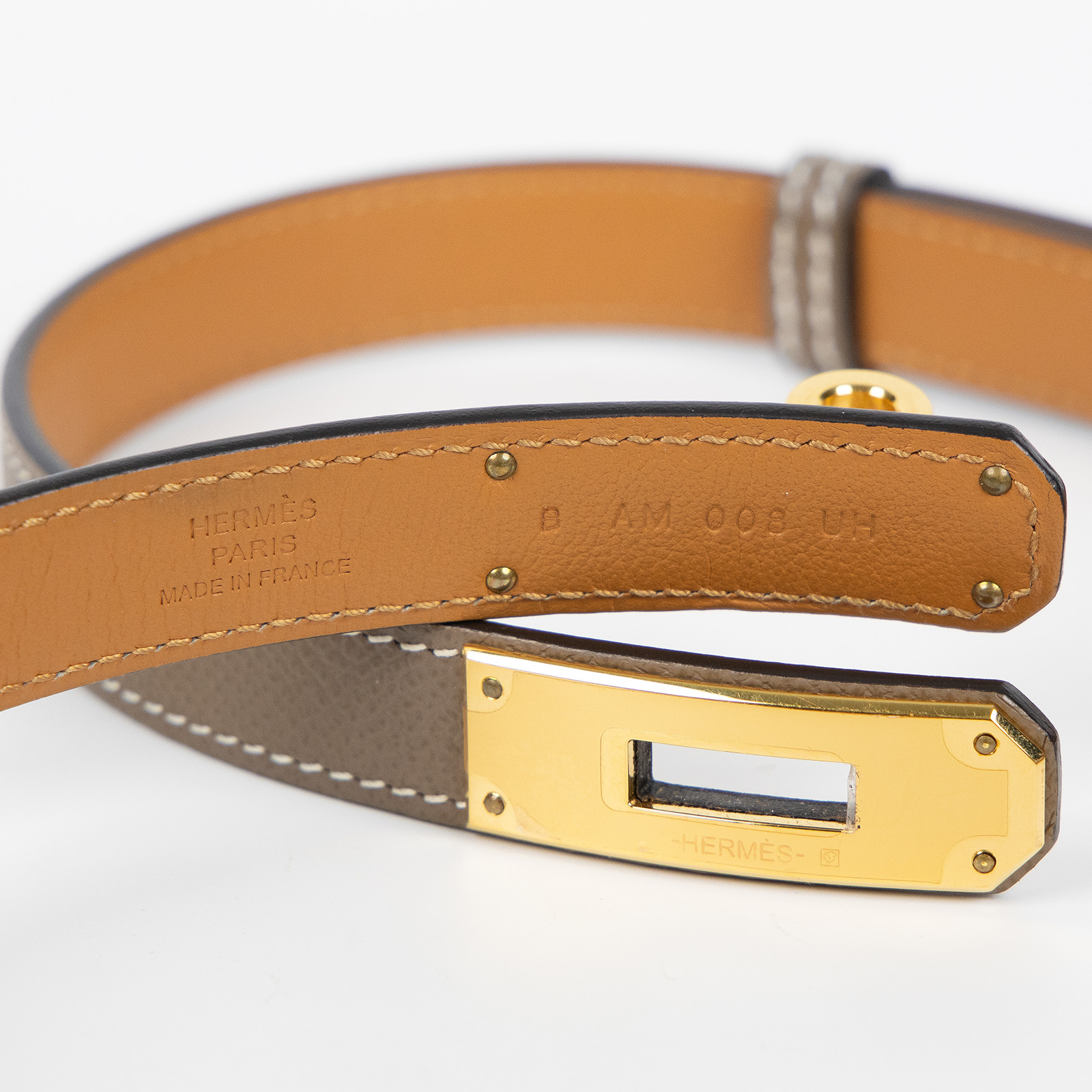 愛馬仕 Hermes Kelly 18 腰帶  /AM008UH 大象灰KELLY皮帶 原廠盒子/防塵袋