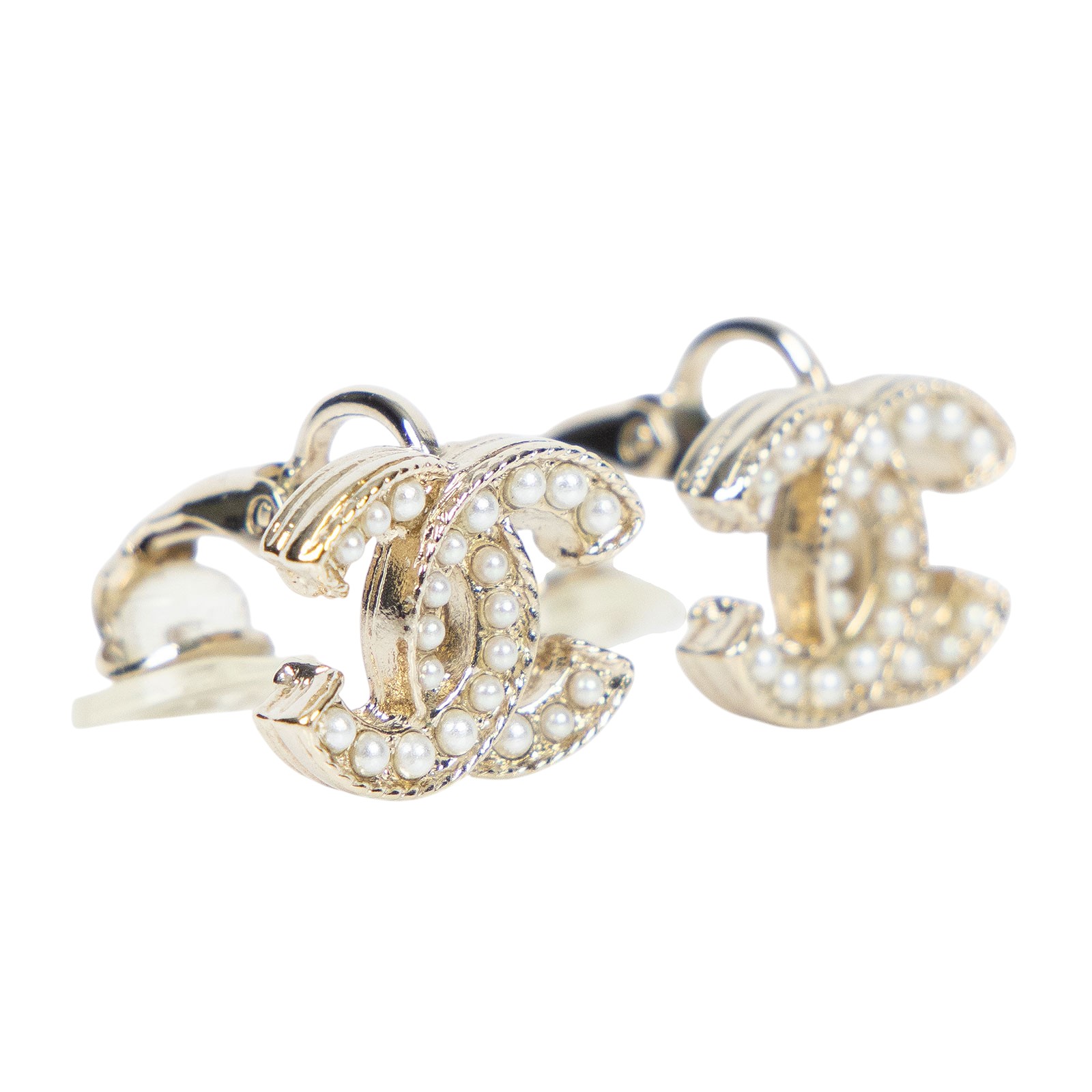 香奈兒 CHANEL C LOGO 夾式耳環 A19C 珍珠雙C耳環 夾式 原廠盒子