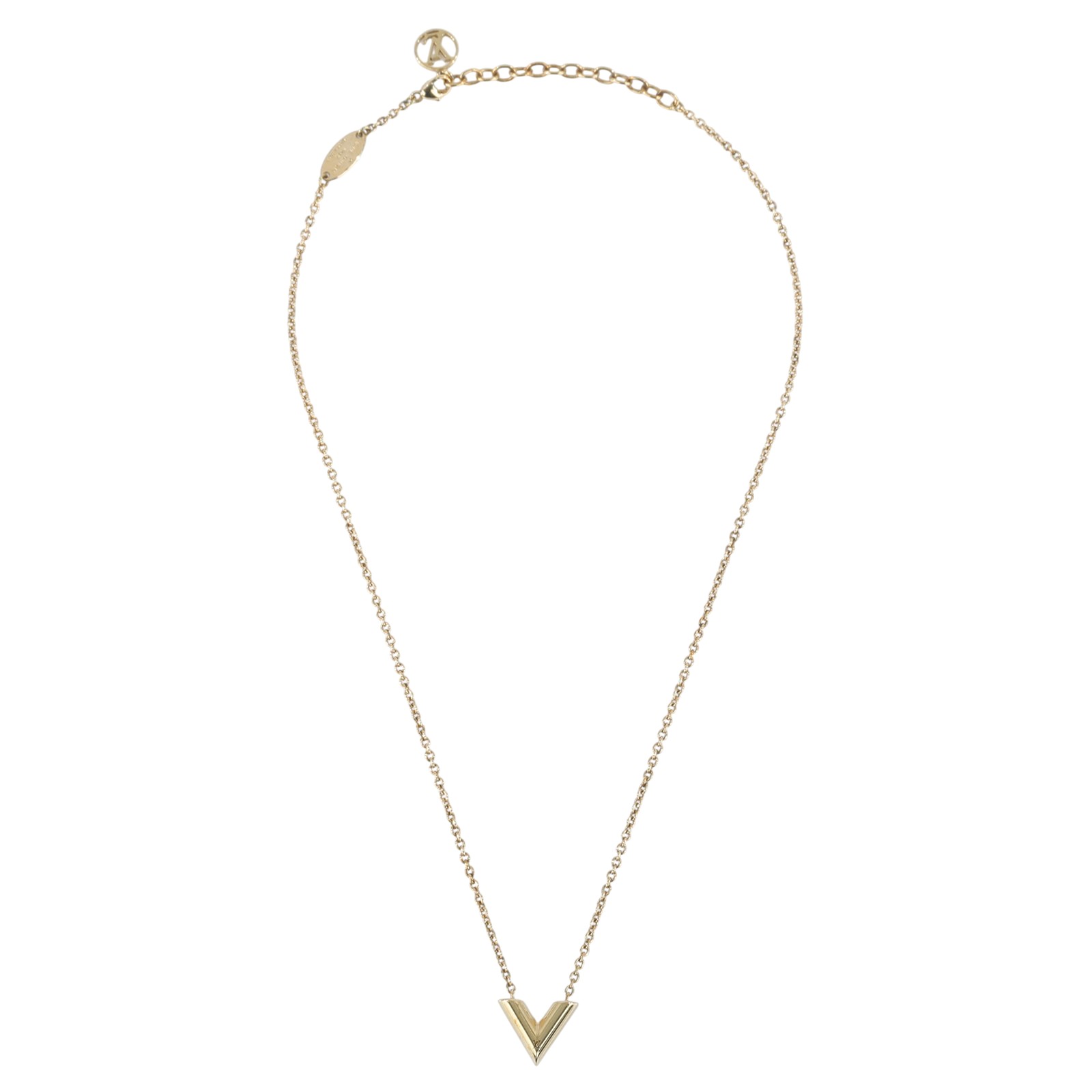 路易威登 LOUIS VUITTON Essential V 項鏈 金屬色 M61083 金色ESSENTIAL V項鍊 原廠盒子/防塵袋