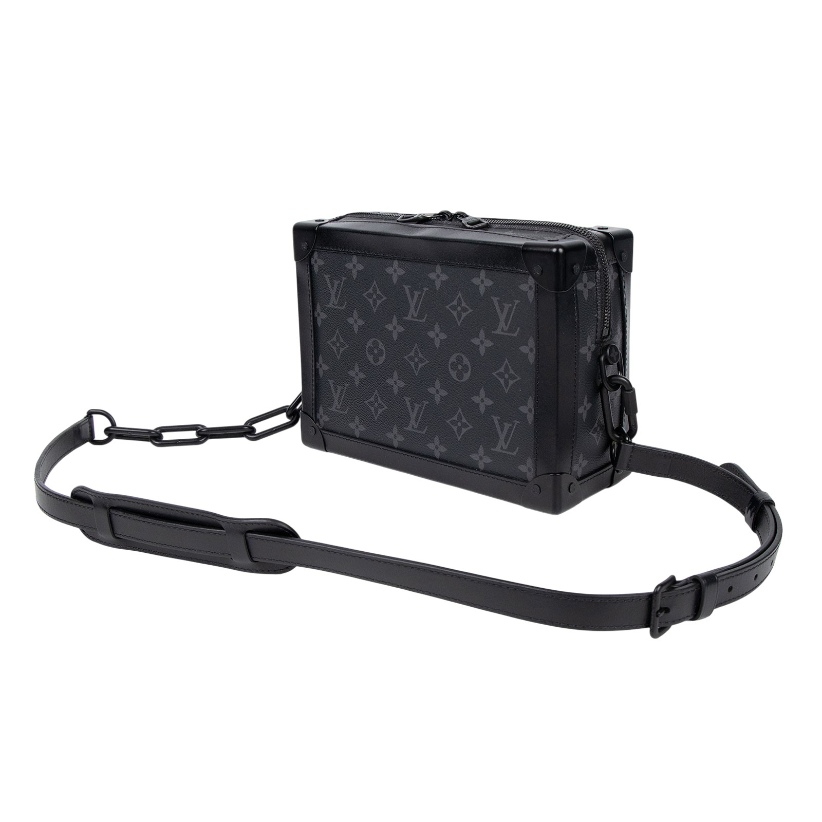 路易威登 LOUIS VUITTON SOFT TRUNK 老花 斜背包 黑色 M44730 黑原花SOFT TRUNK 原廠盒子/防塵袋