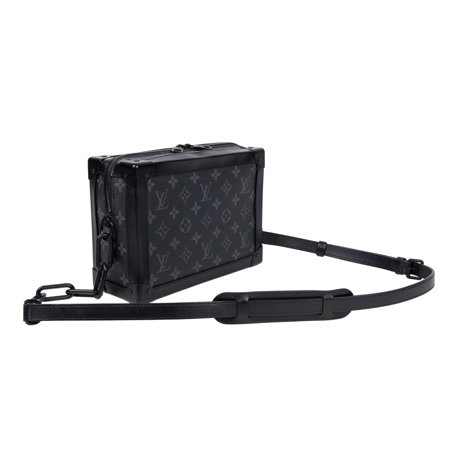 路易威登 LOUIS VUITTON SOFT TRUNK 老花 斜背包 黑色 M44730 黑原花SOFT TRUNK 原廠盒子/防塵袋