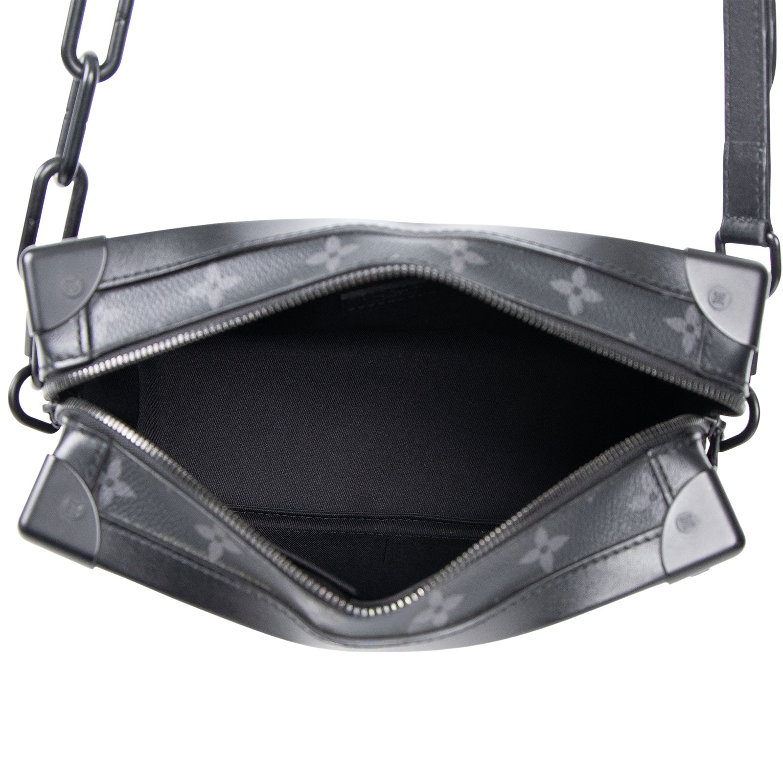 路易威登 LOUIS VUITTON SOFT TRUNK 老花 斜背包 黑色 M44730 黑原花SOFT TRUNK 原廠盒子/防塵袋