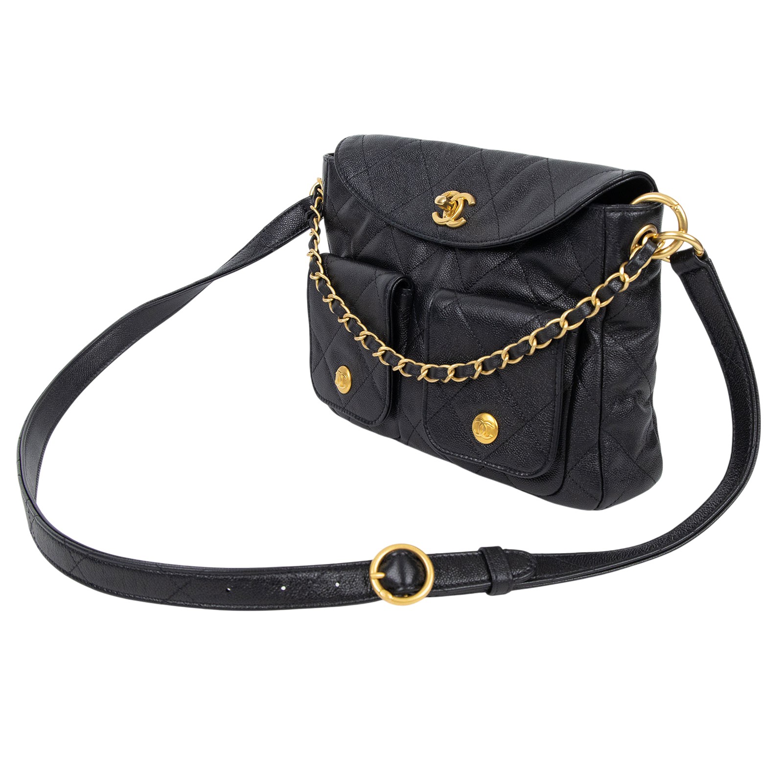 香奈兒 CHANEL Hobo 肩背包 AS5384 晶片款 黑HOBO嬉皮包 原廠盒子/防塵袋