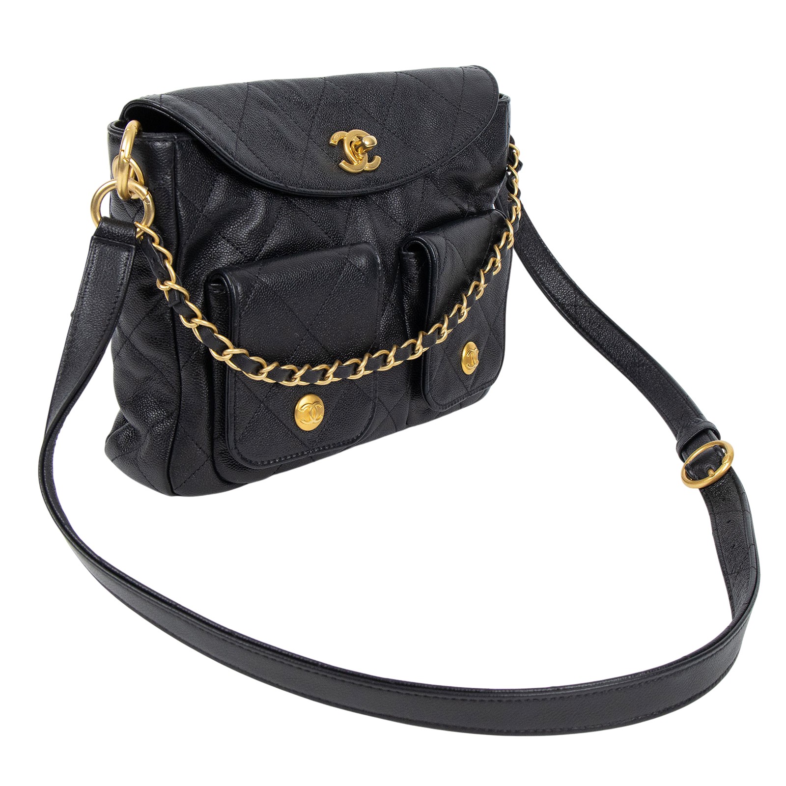 香奈兒 CHANEL Hobo 肩背包 AS5384 晶片款 黑HOBO嬉皮包 原廠盒子/防塵袋