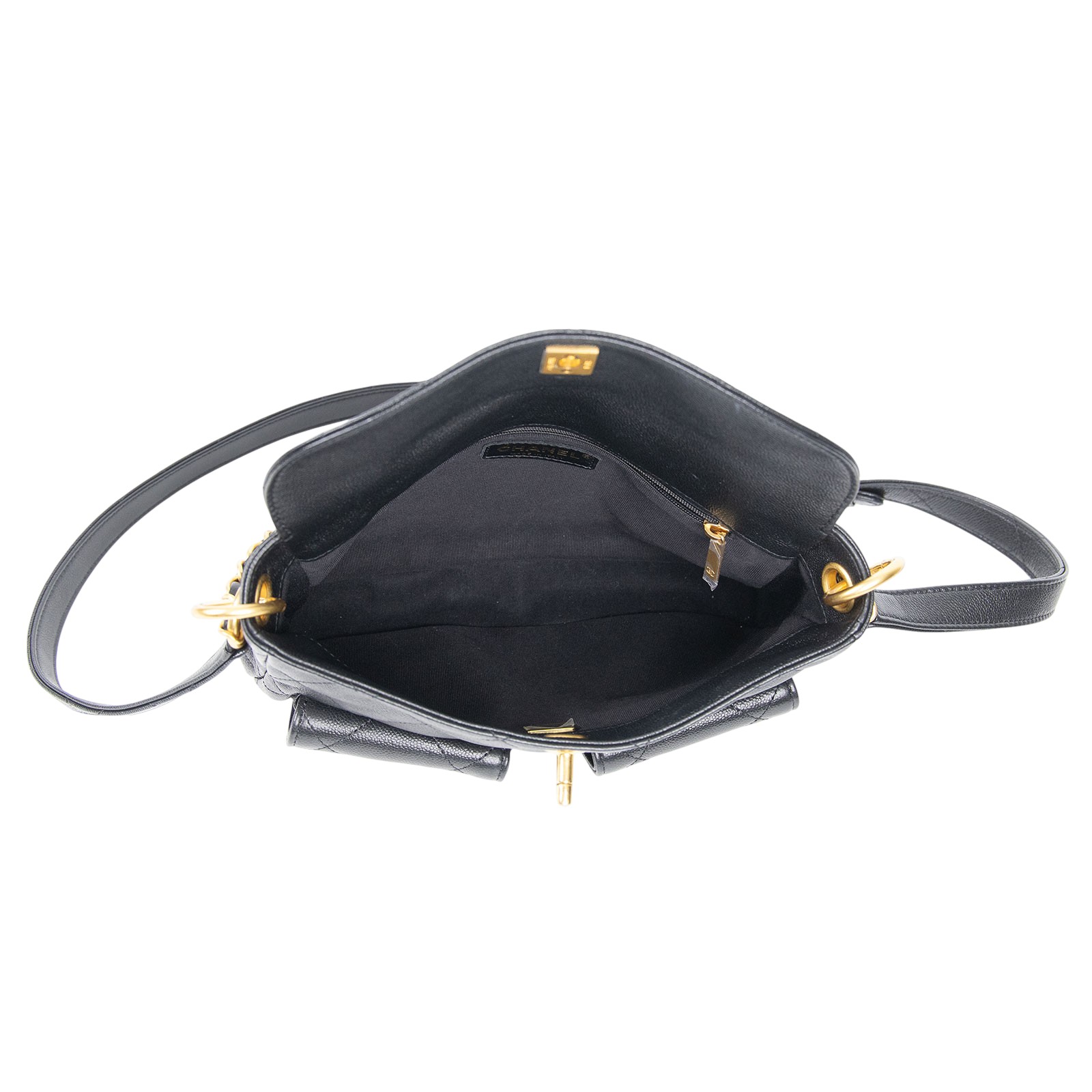 香奈兒 CHANEL Hobo 肩背包 AS5384 晶片款 黑HOBO嬉皮包 原廠盒子/防塵袋