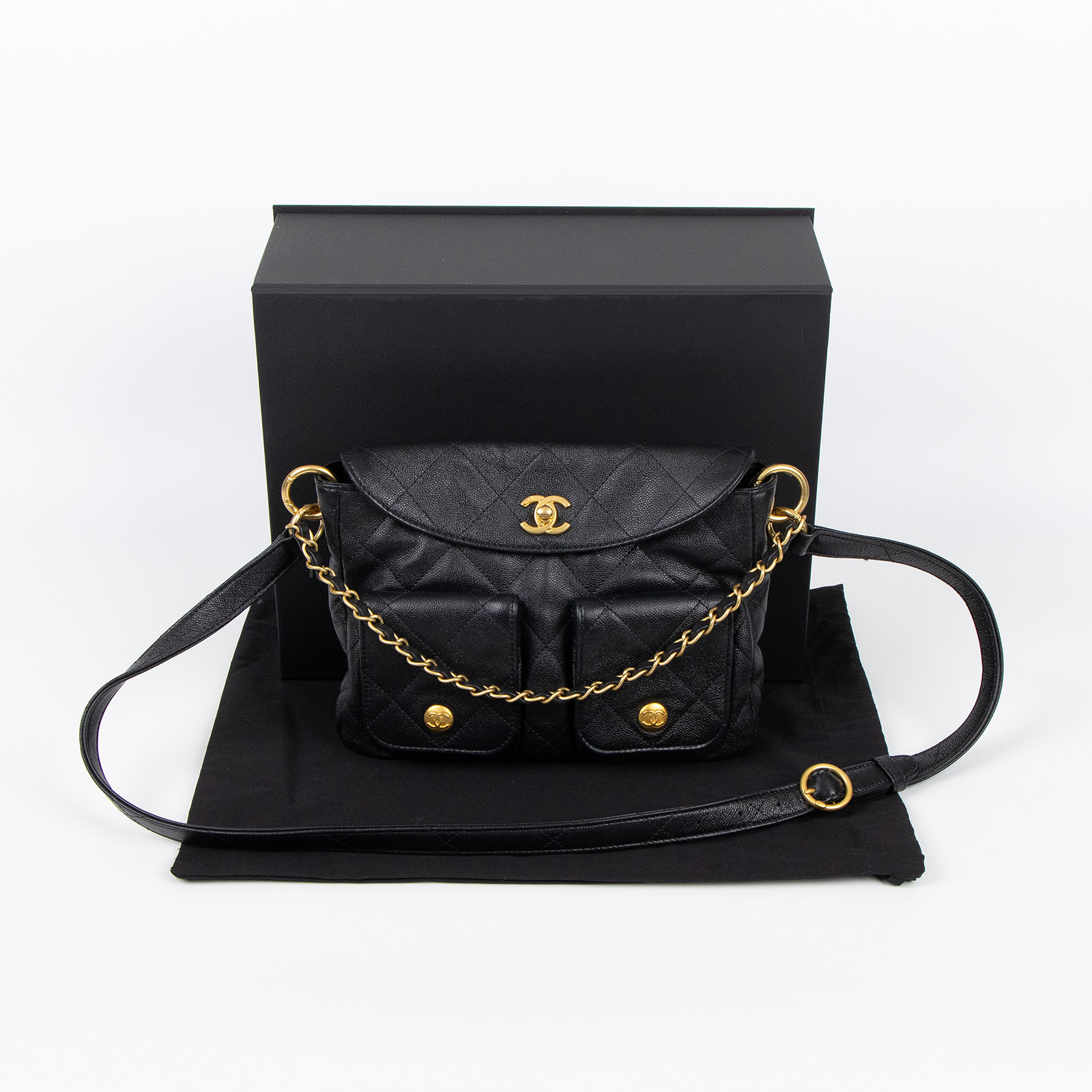 香奈兒 CHANEL Hobo 肩背包 AS5384 晶片款 黑HOBO嬉皮包 原廠盒子/防塵袋