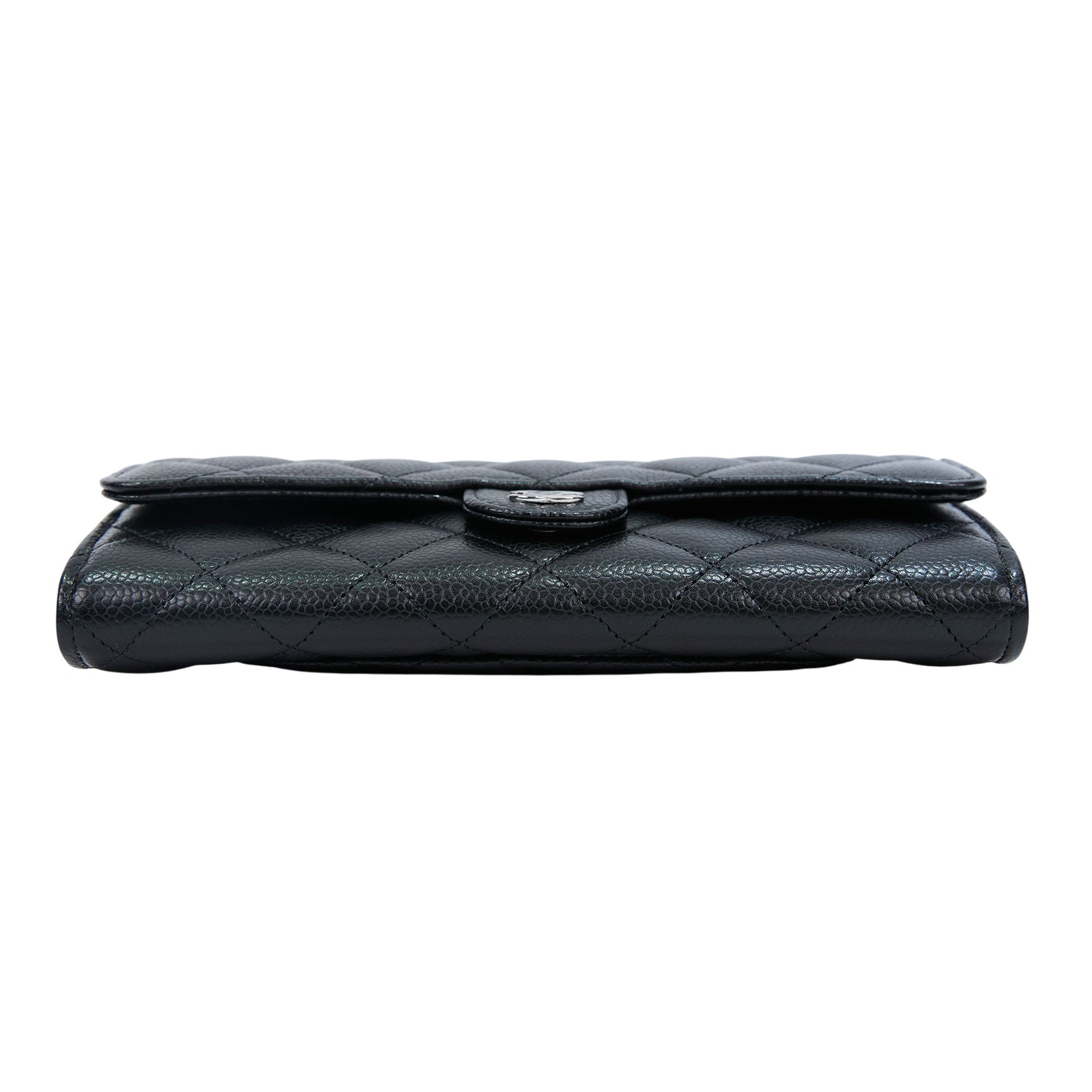 香奈兒 CHANEL 荔枝皮 扣式 翻蓋 二折長夾 銀色五金 AP0241 Y01588 晶片款 黑荔枝COCO長夾 原廠盒子/防塵袋/購買證明影本