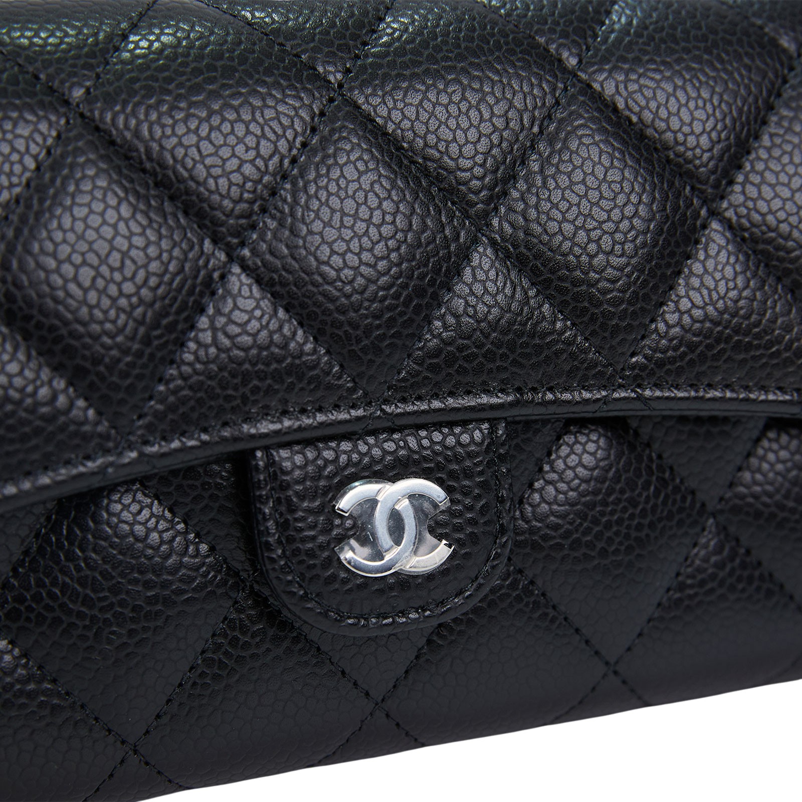 香奈兒 CHANEL 荔枝皮 扣式 翻蓋 二折長夾 銀色五金 AP0241 Y01588 晶片款 黑荔枝COCO長夾 原廠盒子/防塵袋/購買證明影本