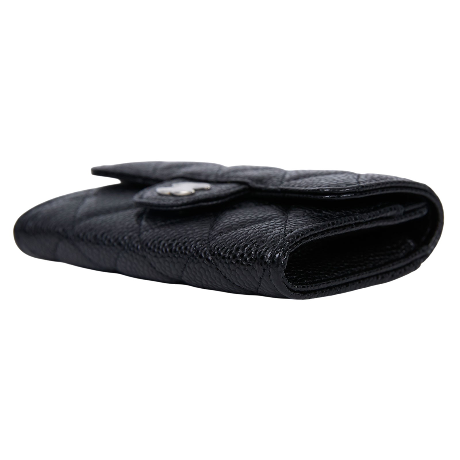 香奈兒 CHANEL 經典口蓋卡片夾 AP0214 晶片款 黑荔枝零錢卡包 原廠盒子/防塵袋