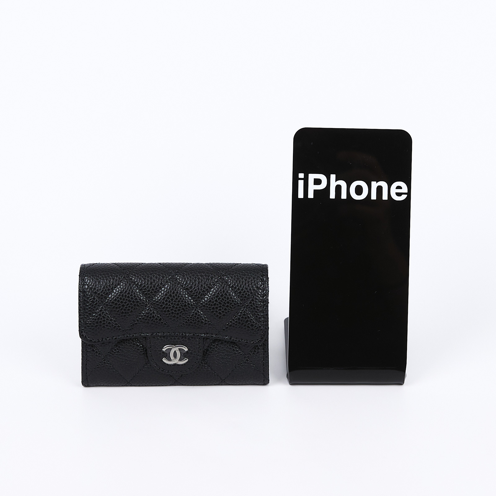 香奈兒 CHANEL 經典口蓋卡片夾 AP0214 晶片款 黑荔枝零錢卡包 原廠盒子/防塵袋