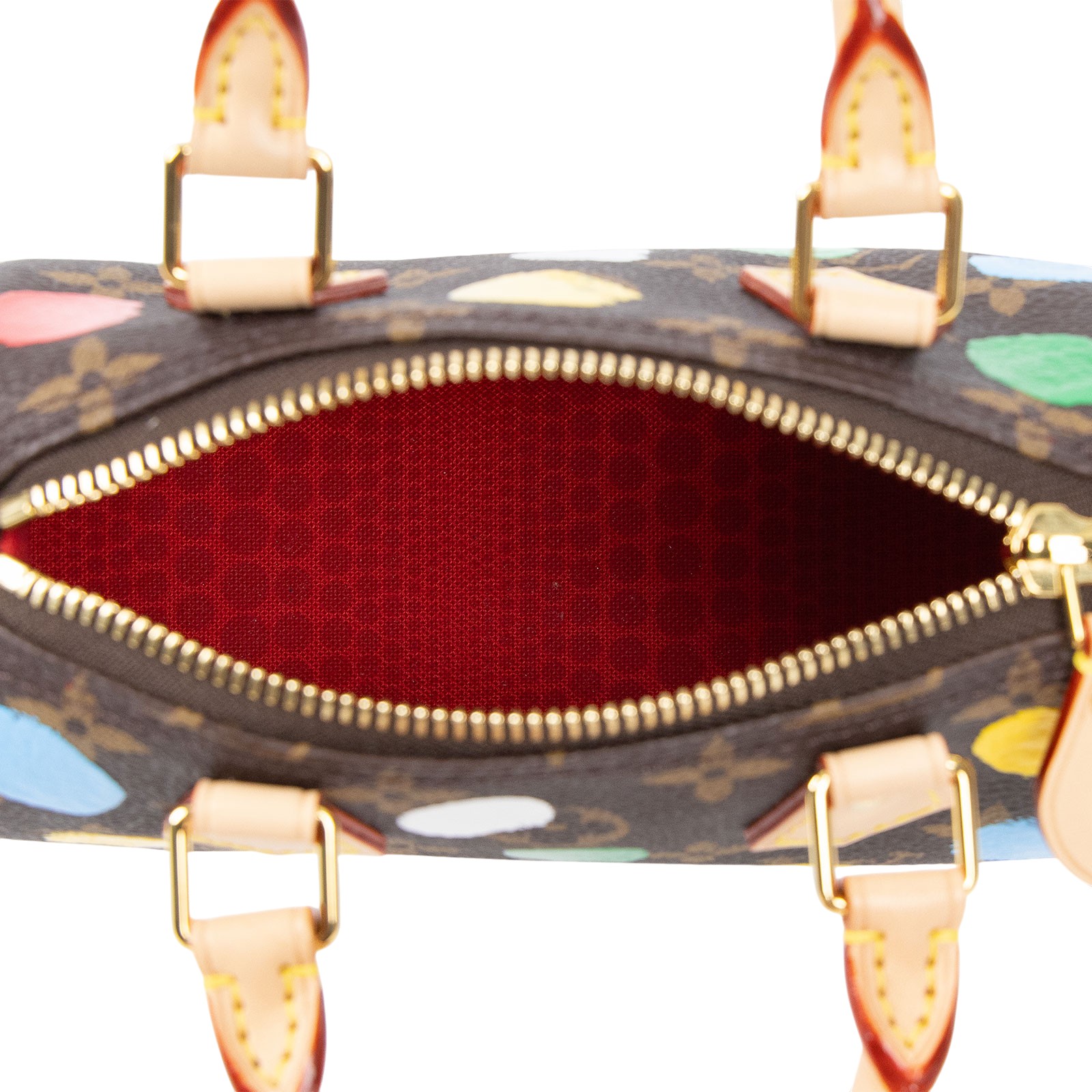 路易威登 LOUIS VUITTON 草間彌生聯名 LV x YK Nano Speedy 肩背 手提 圓筒包 M81979 晶片款  原廠盒子/防塵袋/背帶/購買證明影本