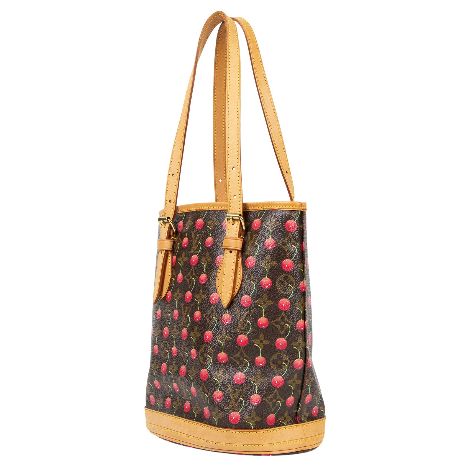 路易威登 LOUIS VUITTON Bucket 村上隆 櫻桃 水桶包 手提包 肩背包 老花 M95012 原花櫻桃水桶托特 防塵袋
