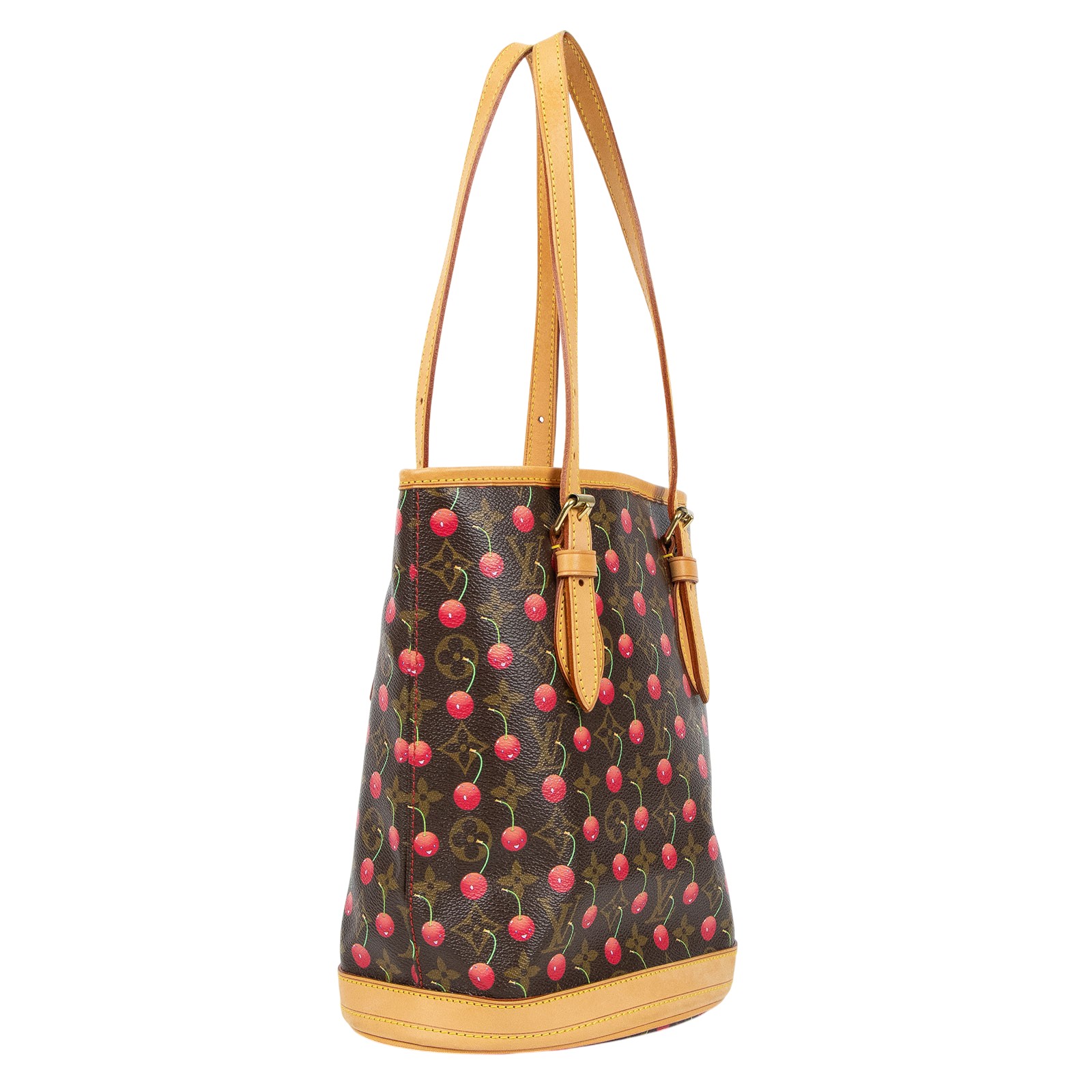 路易威登 LOUIS VUITTON Bucket 村上隆 櫻桃 水桶包 手提包 肩背包 老花 M95012 原花櫻桃水桶托特 防塵袋