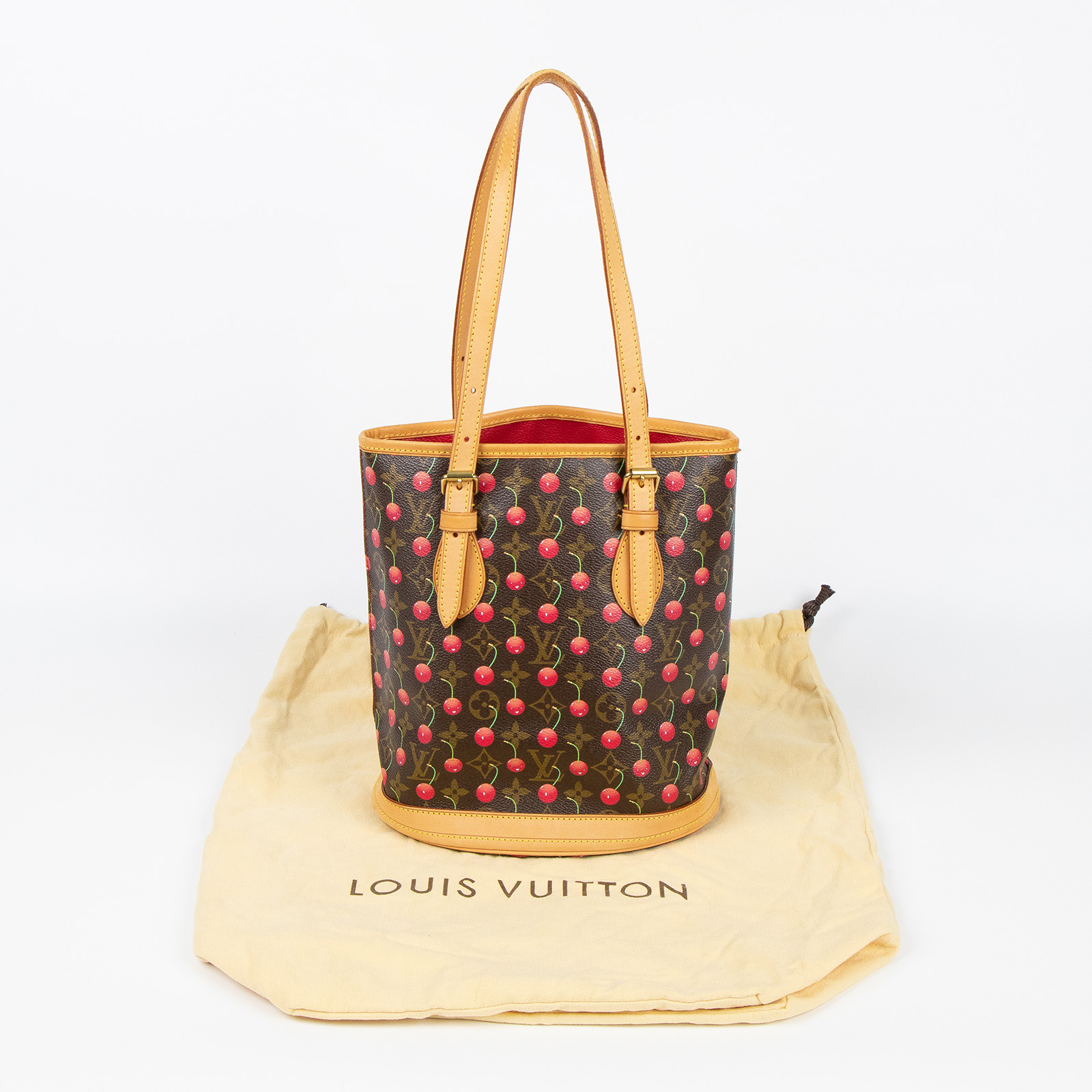 路易威登 LOUIS VUITTON Bucket 村上隆 櫻桃 水桶包 手提包 肩背包 老花 M95012 原花櫻桃水桶托特 防塵袋