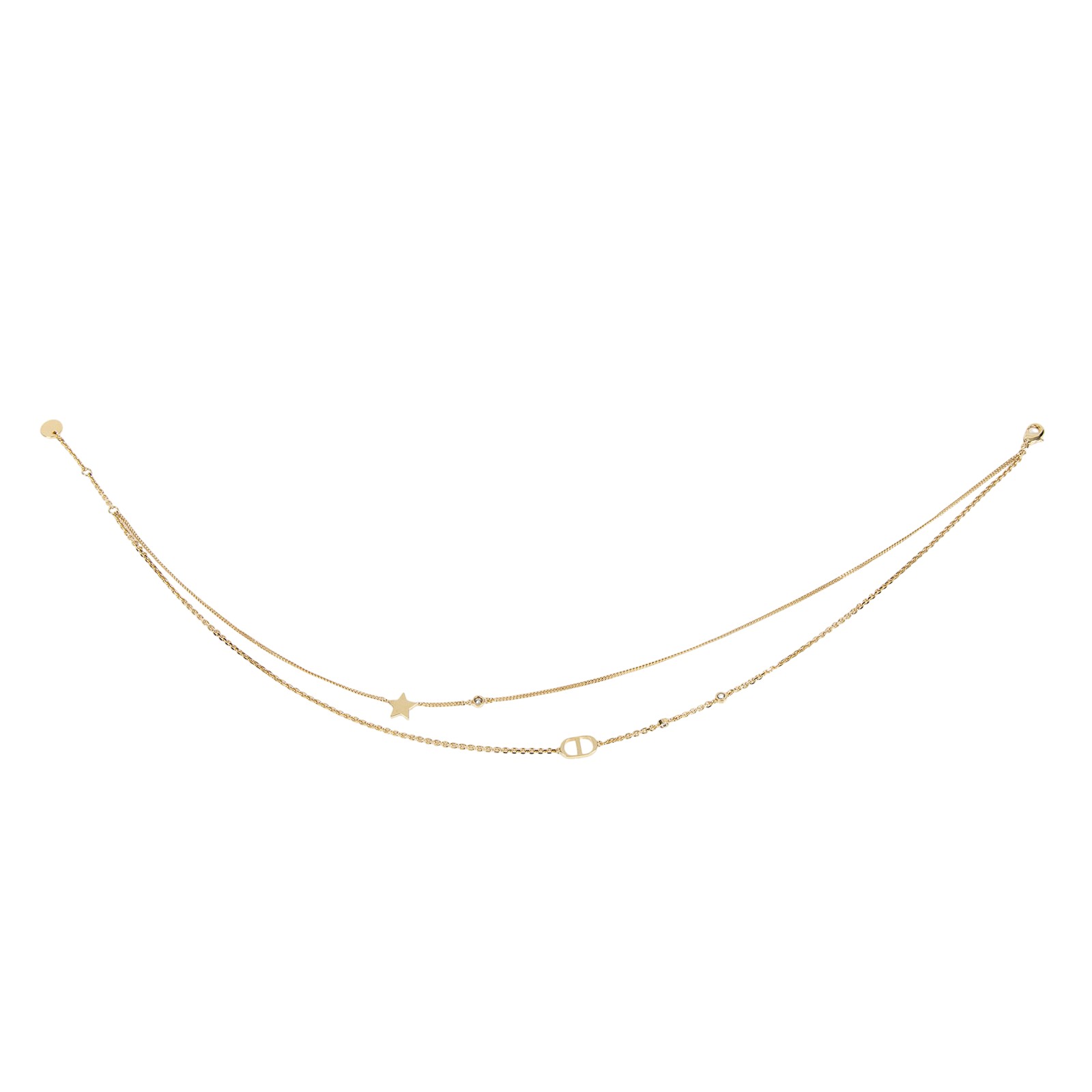 迪奧 CHRISTIAN DIOR Petit CD 雙項鍊 N1155PMTCY 金色CD星星項鍊 原廠盒子/防塵袋