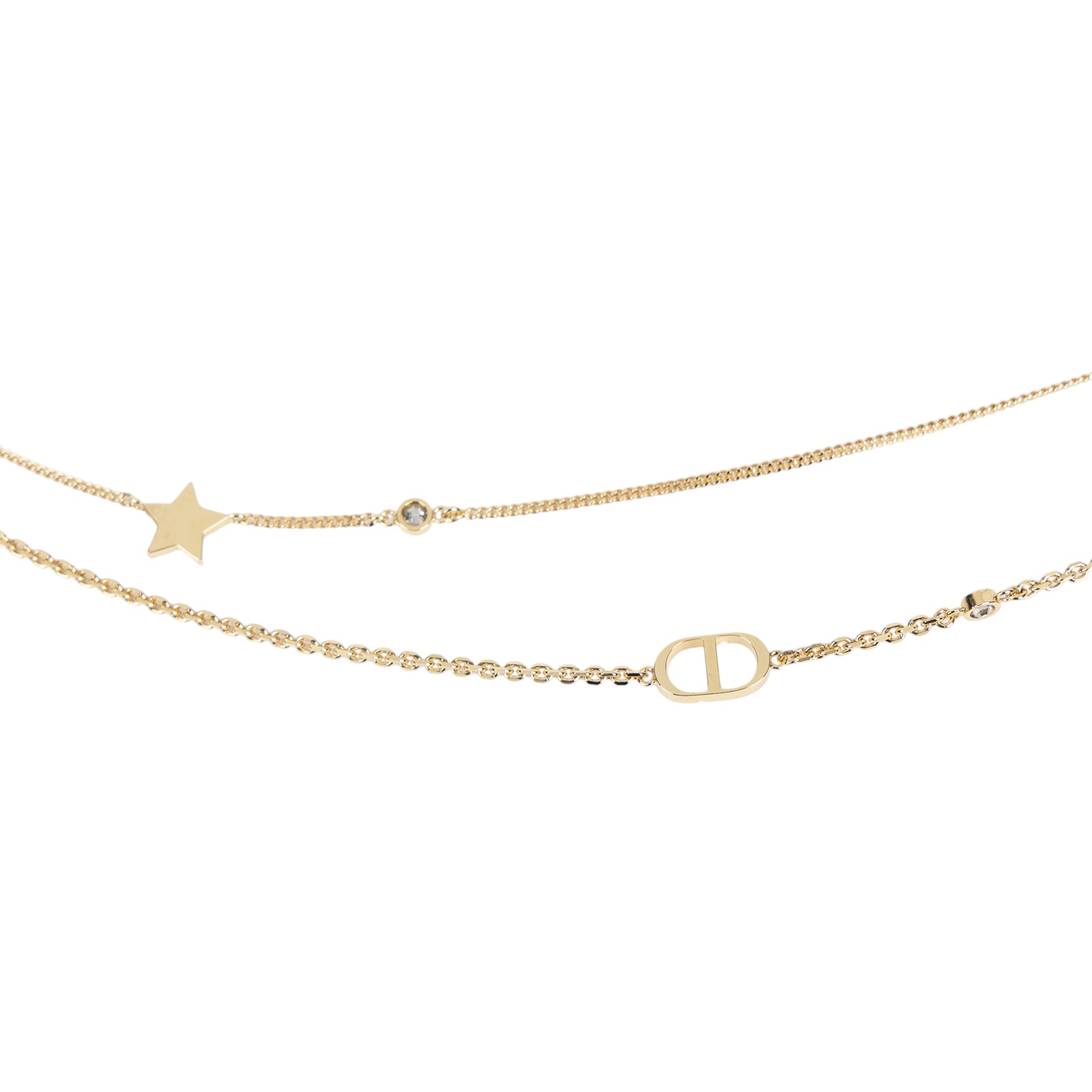 迪奧 CHRISTIAN DIOR Petit CD 雙項鍊 N1155PMTCY 金色CD星星項鍊 原廠盒子/防塵袋