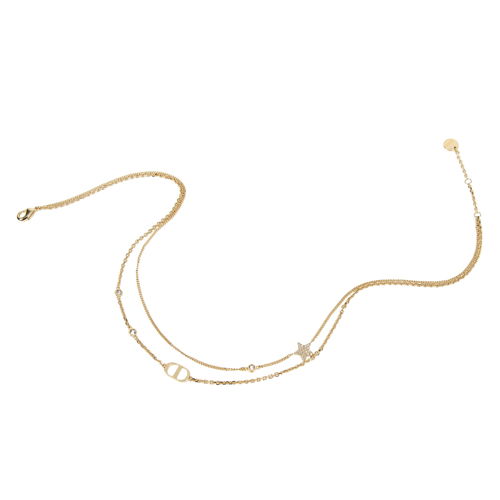 迪奧 CHRISTIAN DIOR Petit CD 雙項鍊 N1155PMTCY 金色CD星星項鍊 原廠盒子/防塵袋