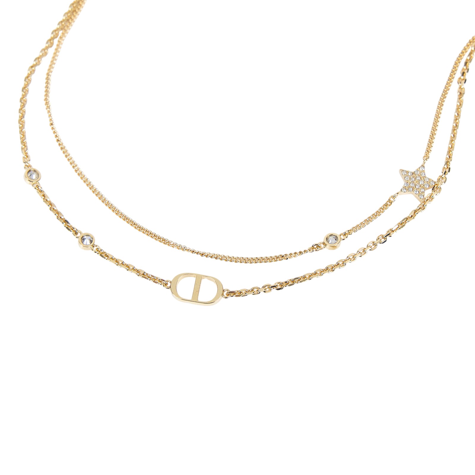 迪奧 CHRISTIAN DIOR Petit CD 雙項鍊 N1155PMTCY 金色CD星星項鍊 原廠盒子/防塵袋
