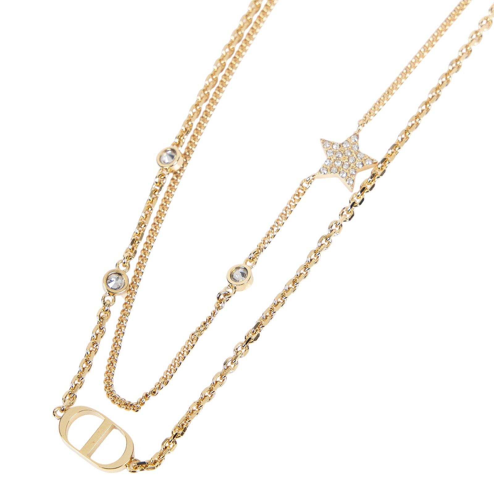 迪奧 CHRISTIAN DIOR Petit CD 雙項鍊 N1155PMTCY 金色CD星星項鍊 原廠盒子/防塵袋