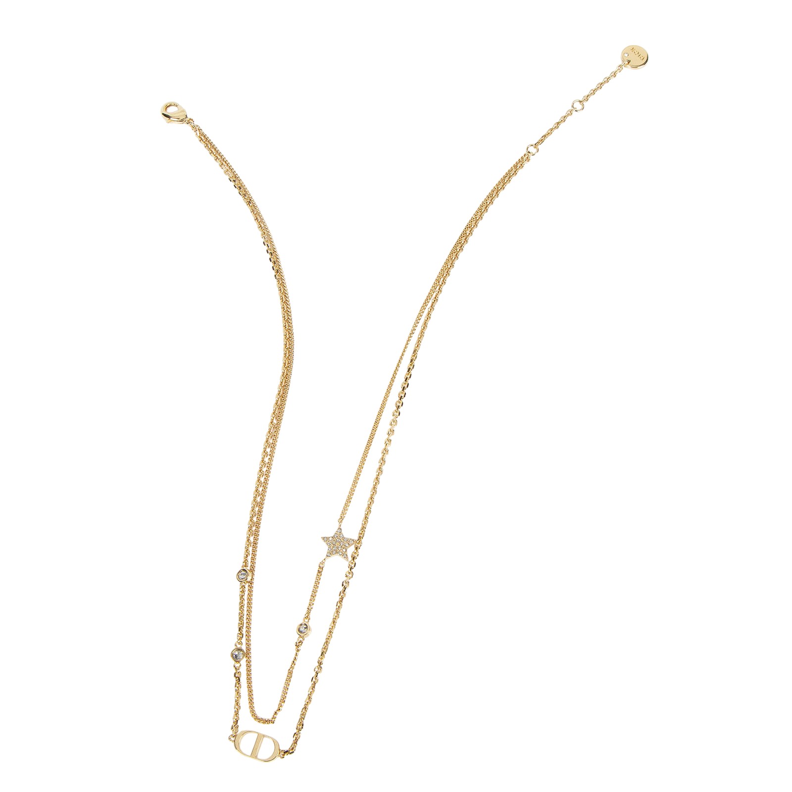 迪奧 CHRISTIAN DIOR Petit CD 雙項鍊 N1155PMTCY 金色CD星星項鍊 原廠盒子/防塵袋