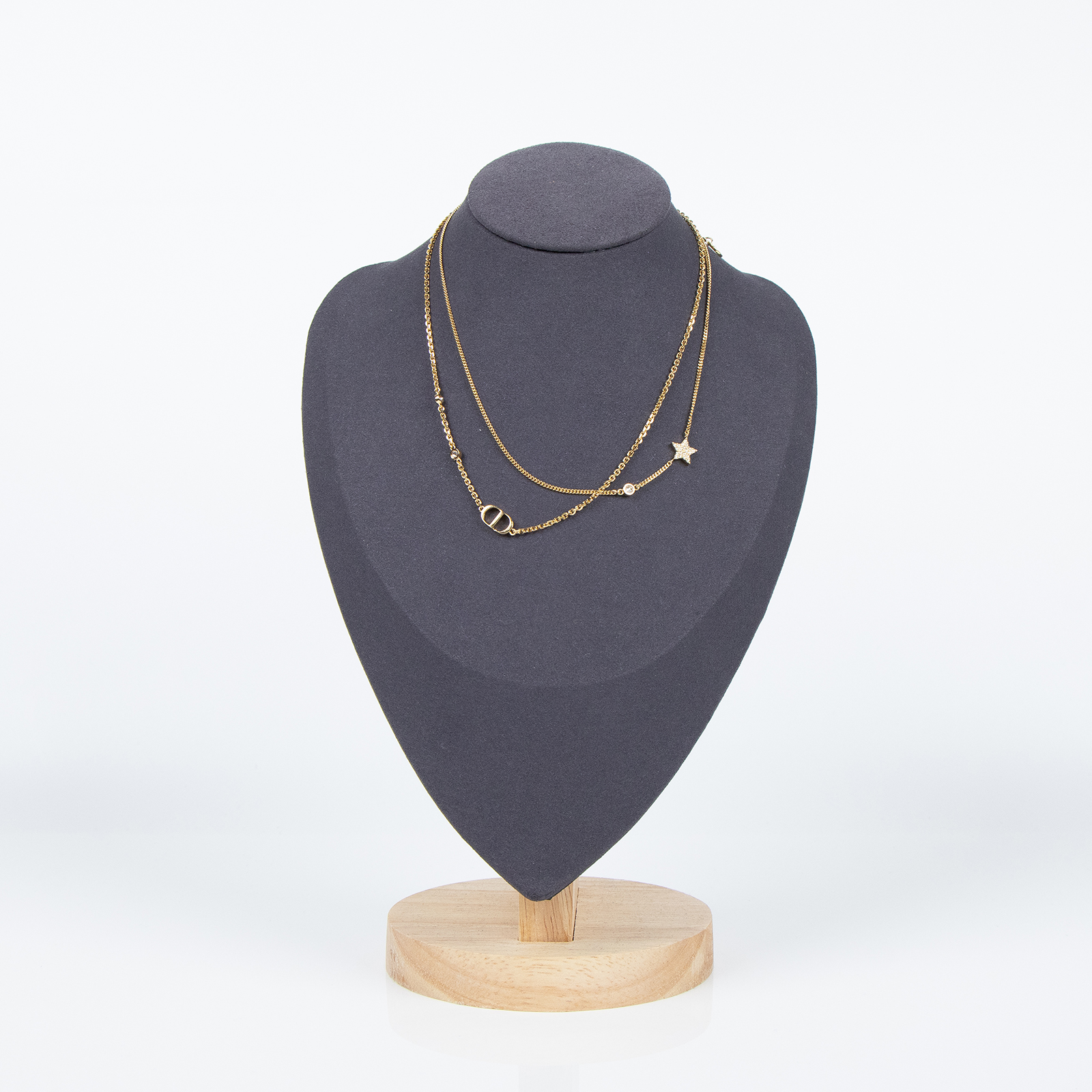 迪奧 CHRISTIAN DIOR Petit CD 雙項鍊 N1155PMTCY 金色CD星星項鍊 原廠盒子/防塵袋