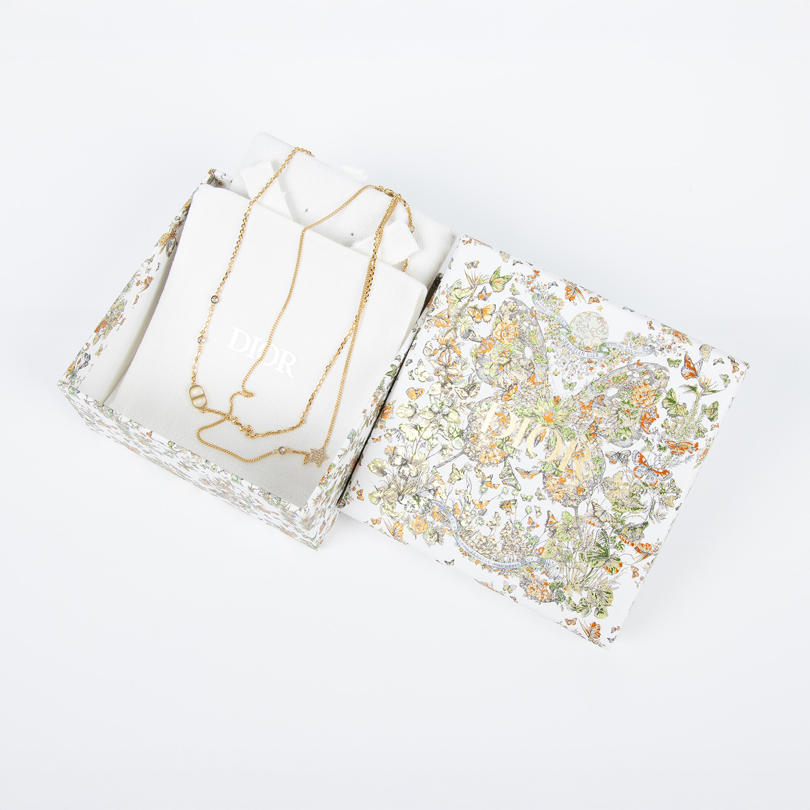 迪奧 CHRISTIAN DIOR Petit CD 雙項鍊 N1155PMTCY 金色CD星星項鍊 原廠盒子/防塵袋