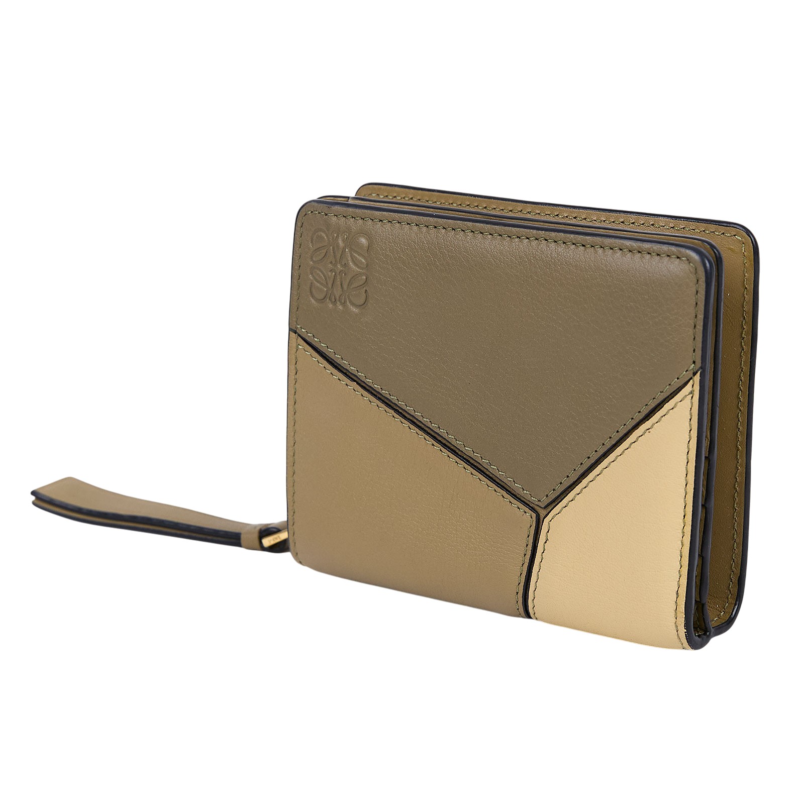 羅意威 LOEWE Puzzle Compact 拉鍊錢包 短夾 C510Z41X01 米黃PUZZLE短夾 原廠盒子/防塵袋