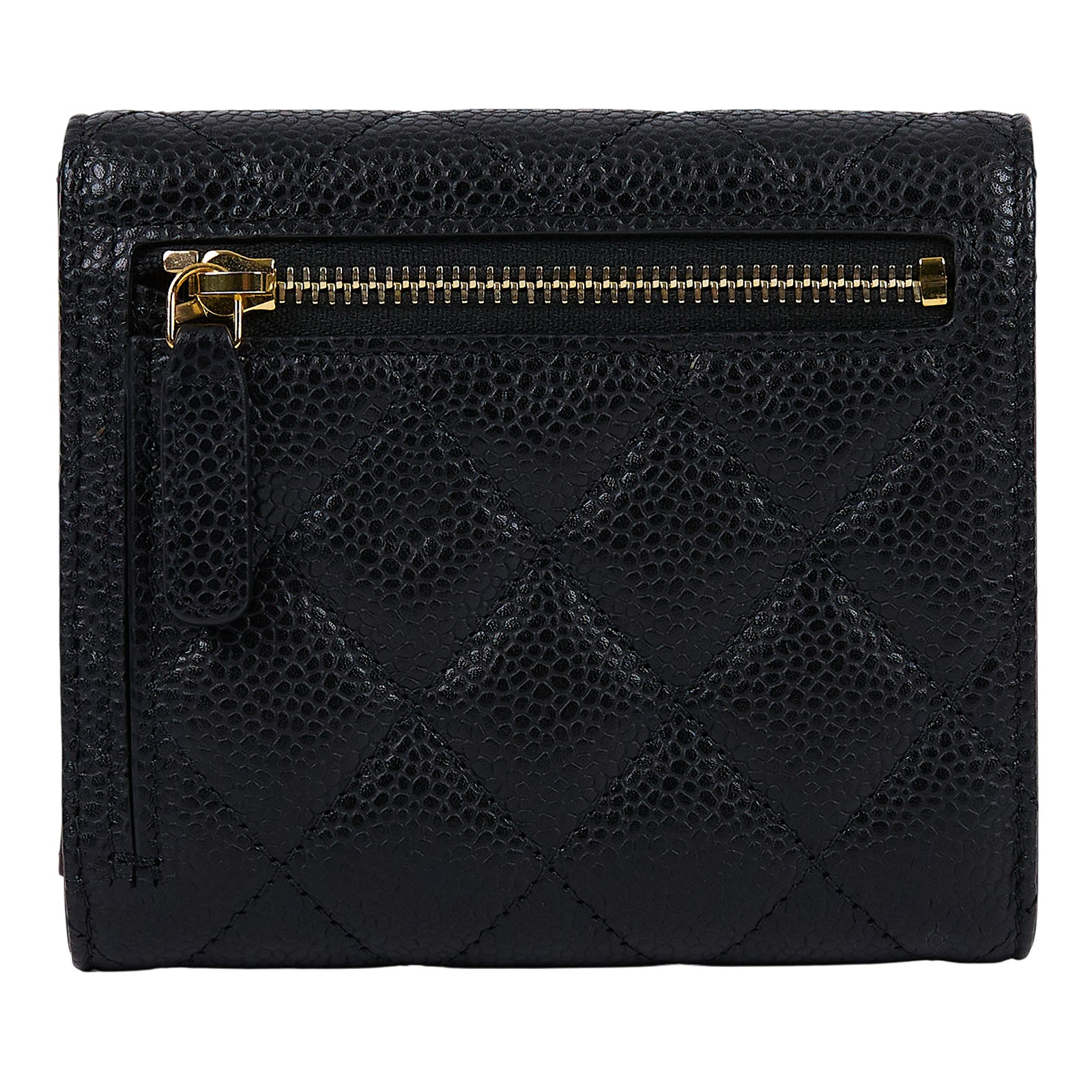 香奈兒 CHANEL 經典 小型 口蓋 皮夾 小牛皮 短夾  AP0231 Y01864 31開黑金荔枝三折短夾 原廠盒子/防塵袋/保證卡/購買證明影本