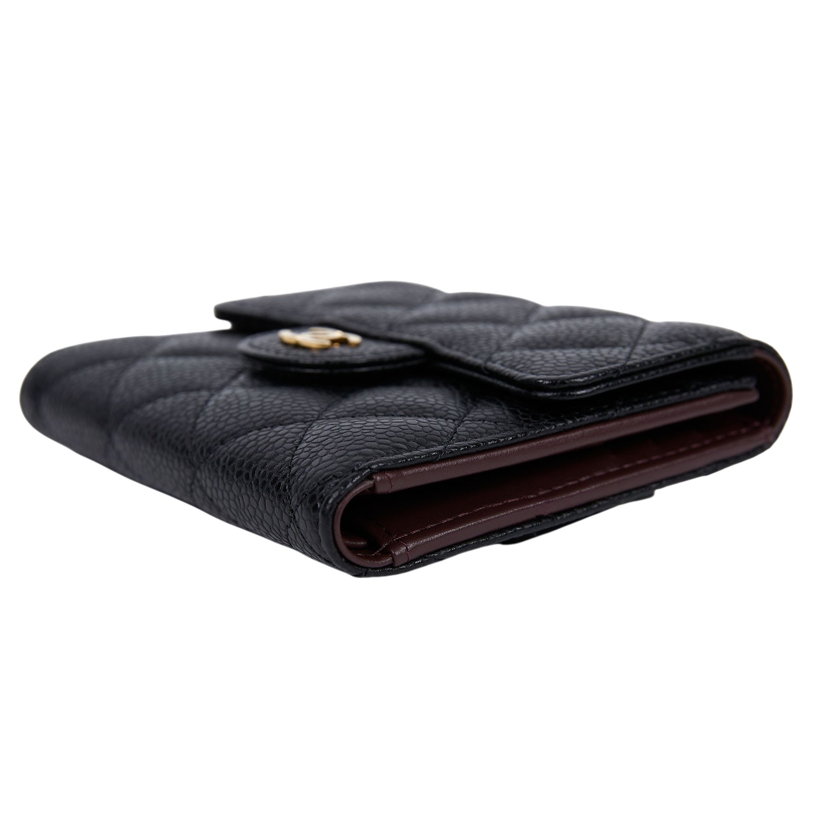 香奈兒 CHANEL 經典 小型 口蓋 皮夾 小牛皮 短夾  AP0231 Y01864 31開黑金荔枝三折短夾 原廠盒子/防塵袋/保證卡/購買證明影本