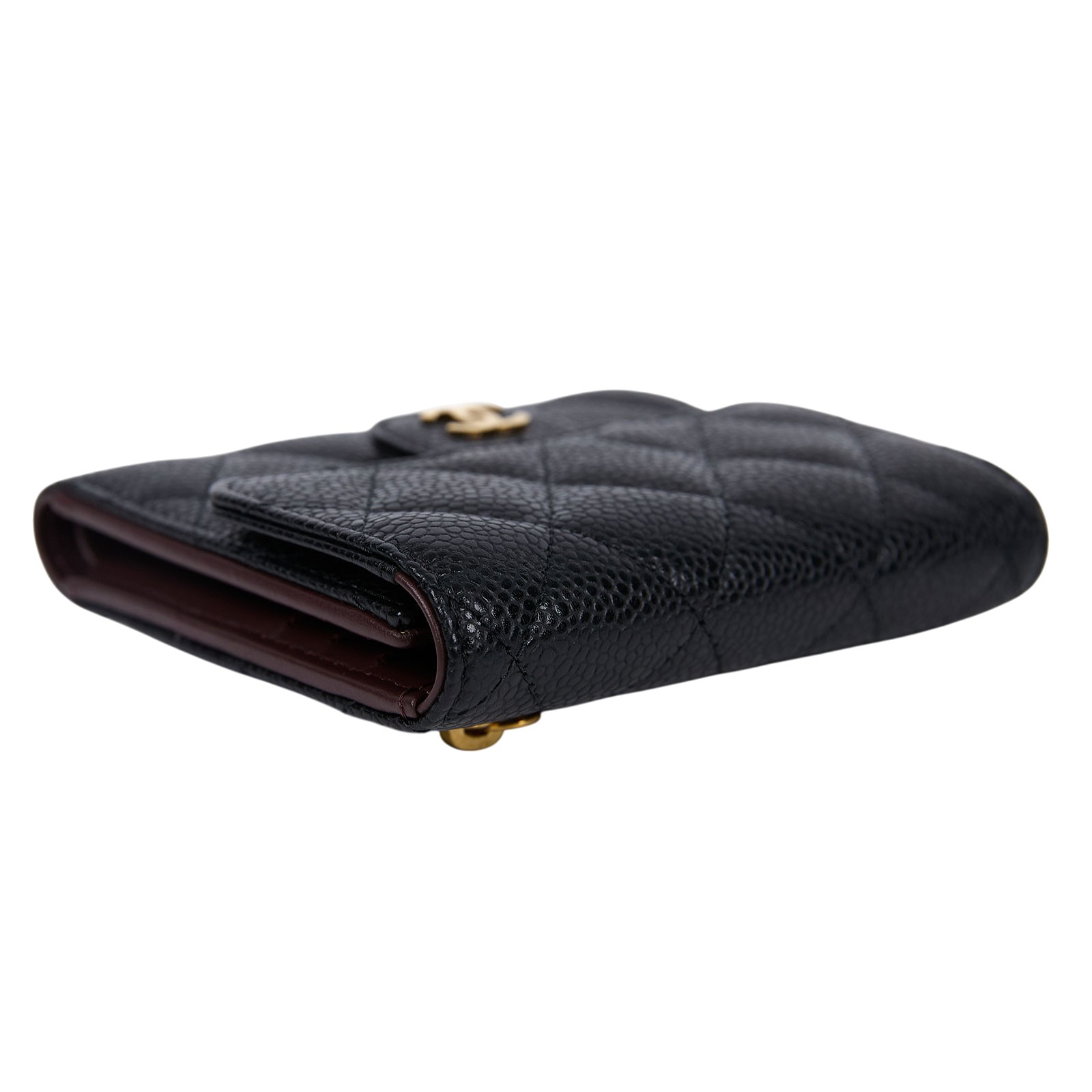 香奈兒 CHANEL 經典 小型 口蓋 皮夾 小牛皮 短夾  AP0231 Y01864 31開黑金荔枝三折短夾 原廠盒子/防塵袋/保證卡/購買證明影本