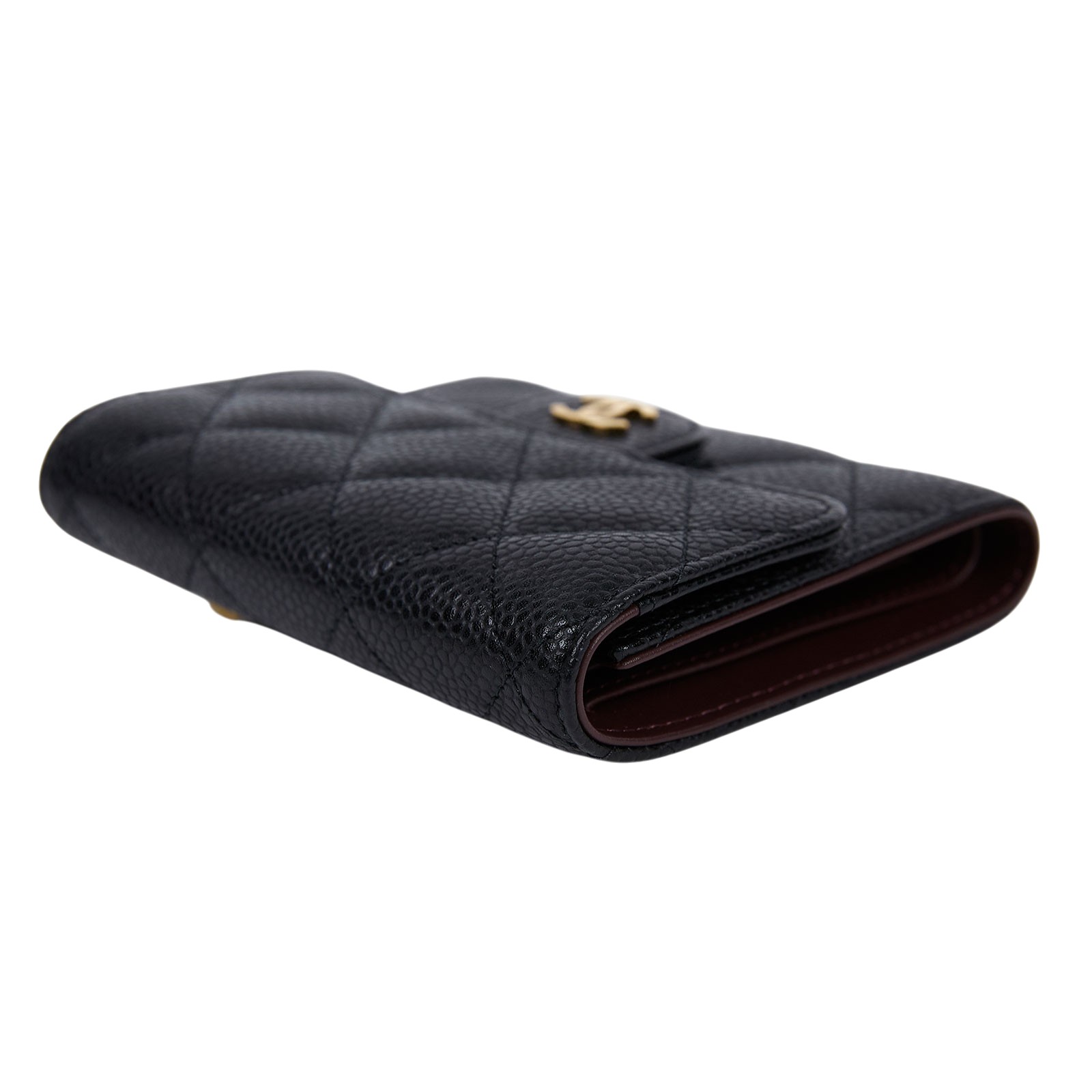 香奈兒 CHANEL 經典 小型 口蓋 皮夾 小牛皮 短夾  AP0231 Y01864 31開黑金荔枝三折短夾 原廠盒子/防塵袋/保證卡/購買證明影本