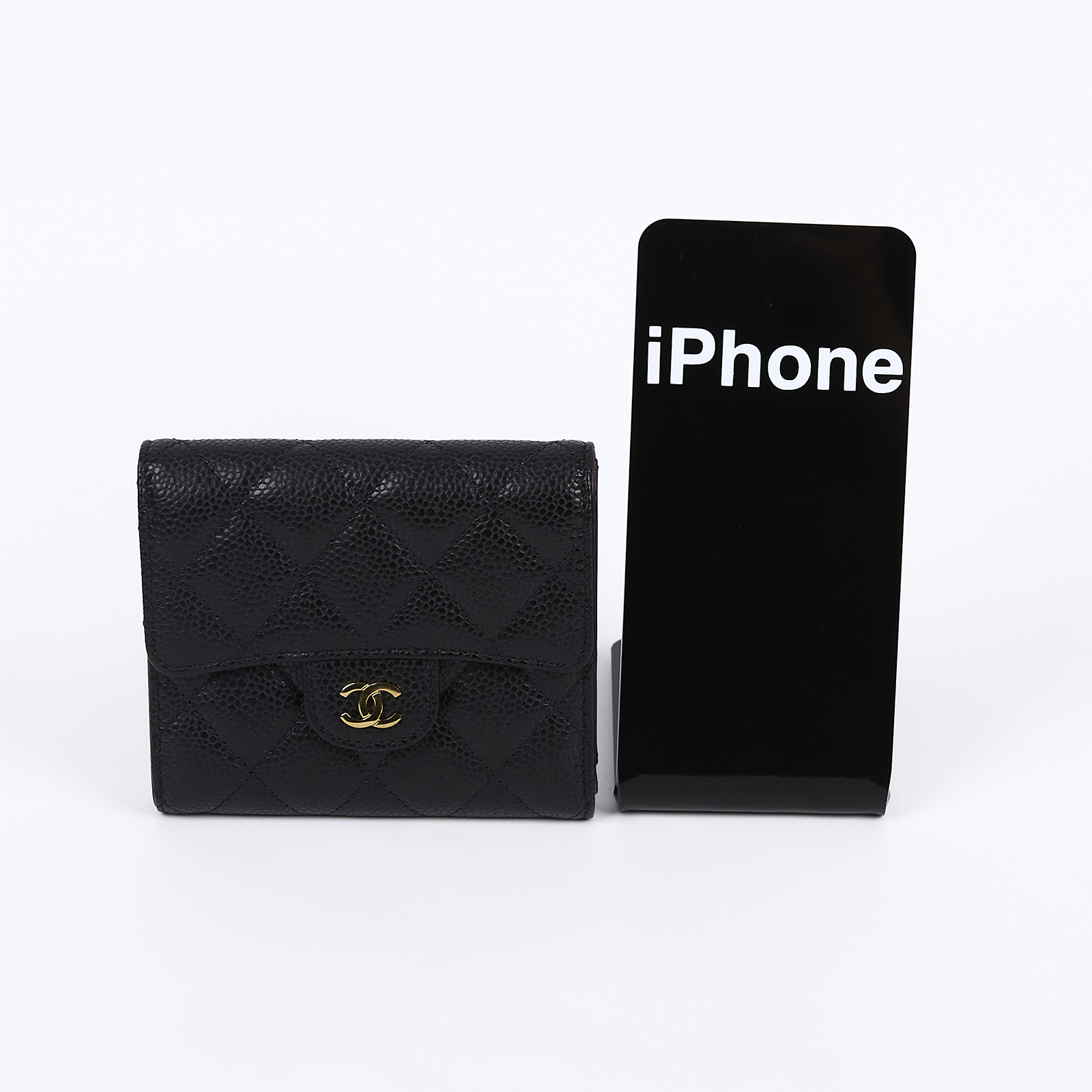 香奈兒 CHANEL 經典 小型 口蓋 皮夾 小牛皮 短夾  AP0231 Y01864 31開黑金荔枝三折短夾 原廠盒子/防塵袋/保證卡/購買證明影本