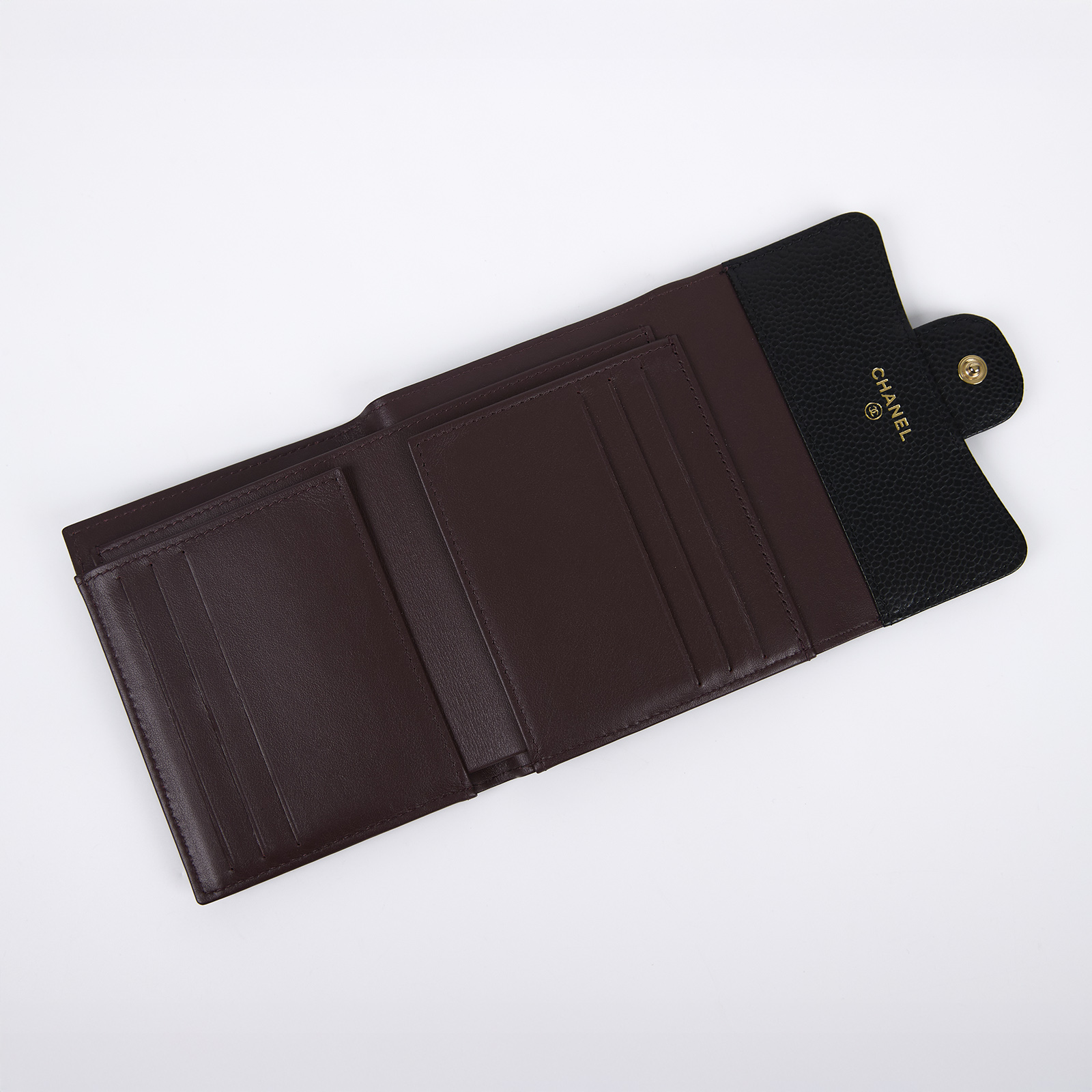 香奈兒 CHANEL 經典 小型 口蓋 皮夾 小牛皮 短夾  AP0231 Y01864 31開黑金荔枝三折短夾 原廠盒子/防塵袋/保證卡/購買證明影本