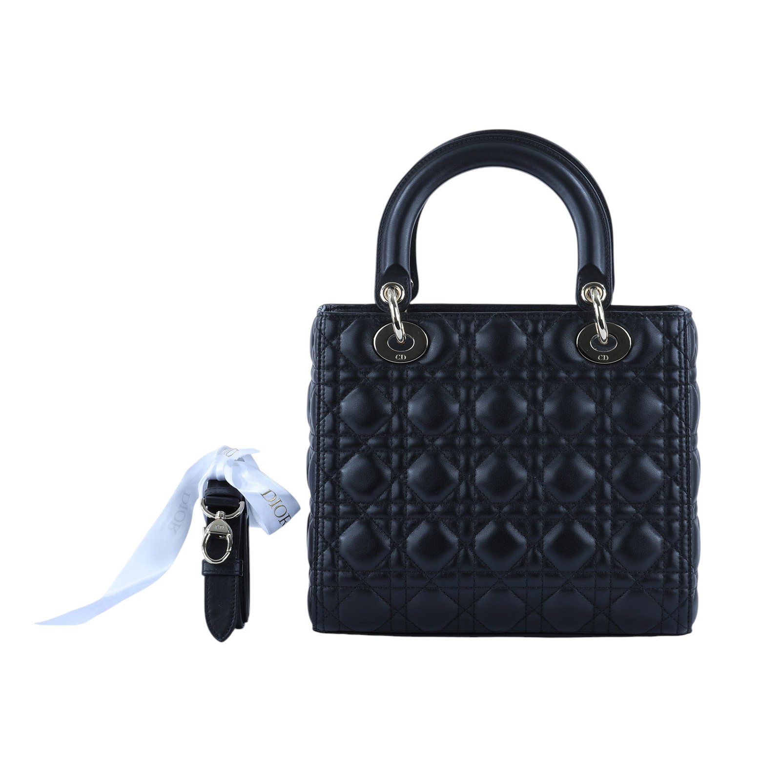 迪奧 CHRISTIAN DIOR Lady Dior 中型 肩背 斜背 手提包 M0565ONGE 黑LADY DIOR 5X5 原廠盒子/防塵袋