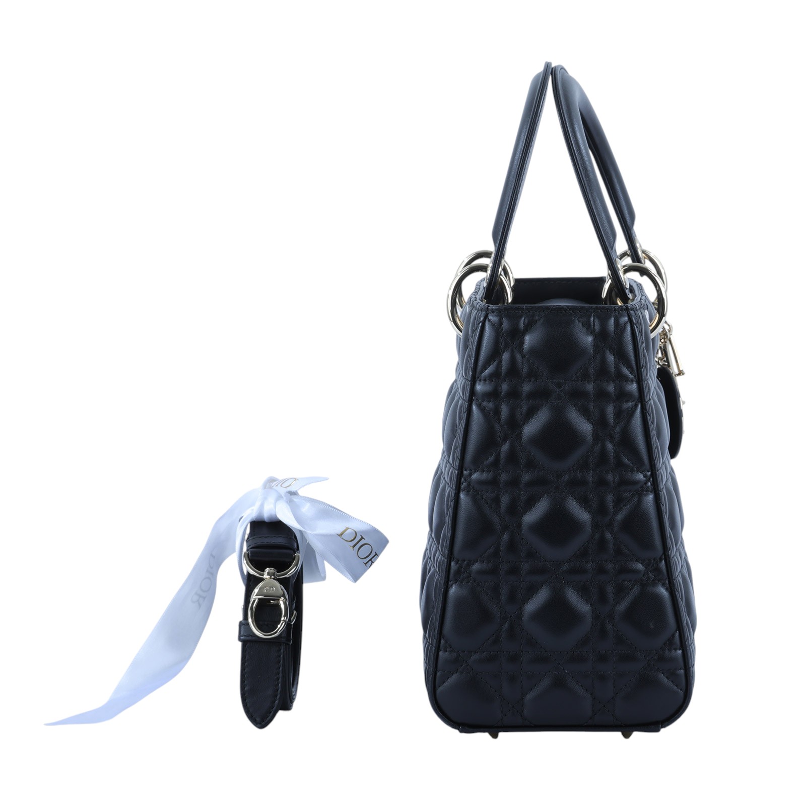 迪奧 CHRISTIAN DIOR Lady Dior 中型 肩背 斜背 手提包 M0565ONGE 黑LADY DIOR 5X5 原廠盒子/防塵袋