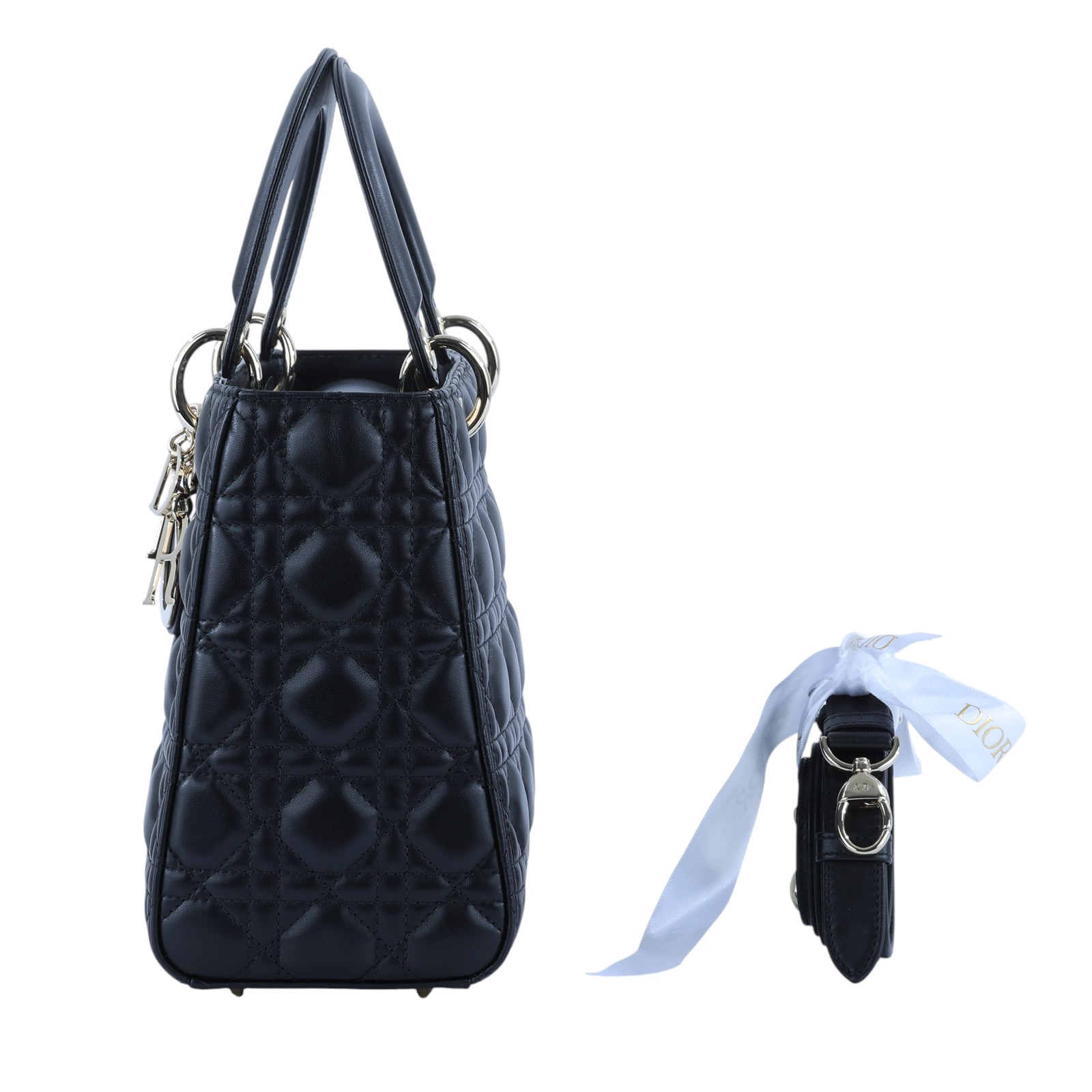 迪奧 CHRISTIAN DIOR Lady Dior 中型 肩背 斜背 手提包 M0565ONGE 黑LADY DIOR 5X5 原廠盒子/防塵袋