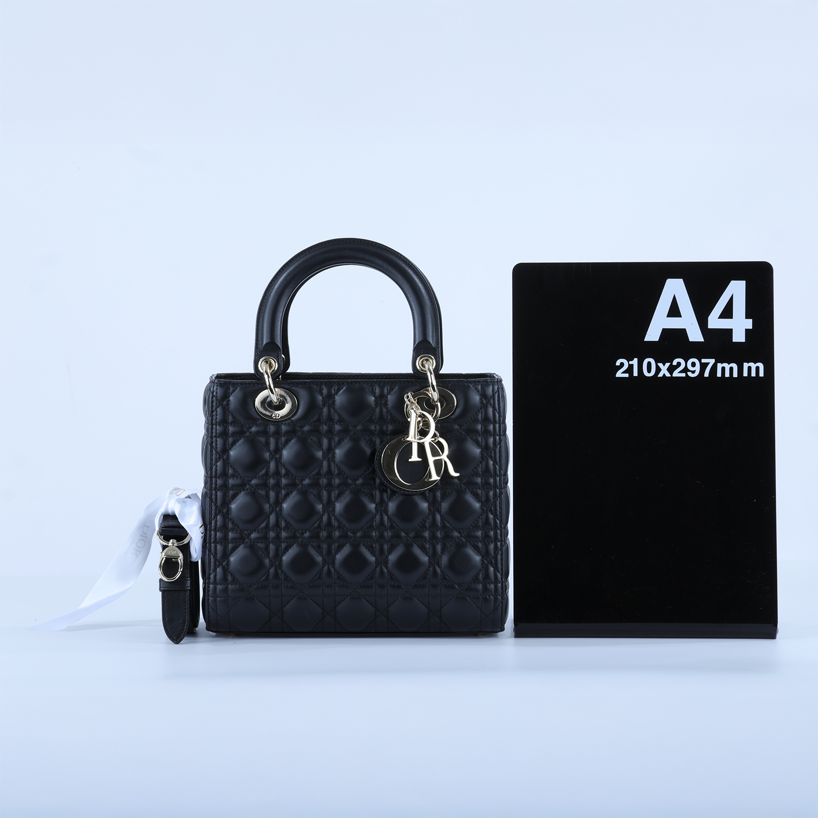 迪奧 CHRISTIAN DIOR Lady Dior 中型 肩背 斜背 手提包 M0565ONGE 黑LADY DIOR 5X5 原廠盒子/防塵袋