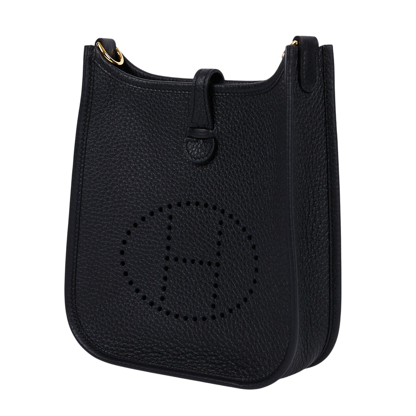 愛馬仕 Hermes Evelyne Bag Mini 伊芙琳包 Evelyne 16 黑色 金色五金 H069426CC89 K刻  原廠盒子/防塵袋/背帶