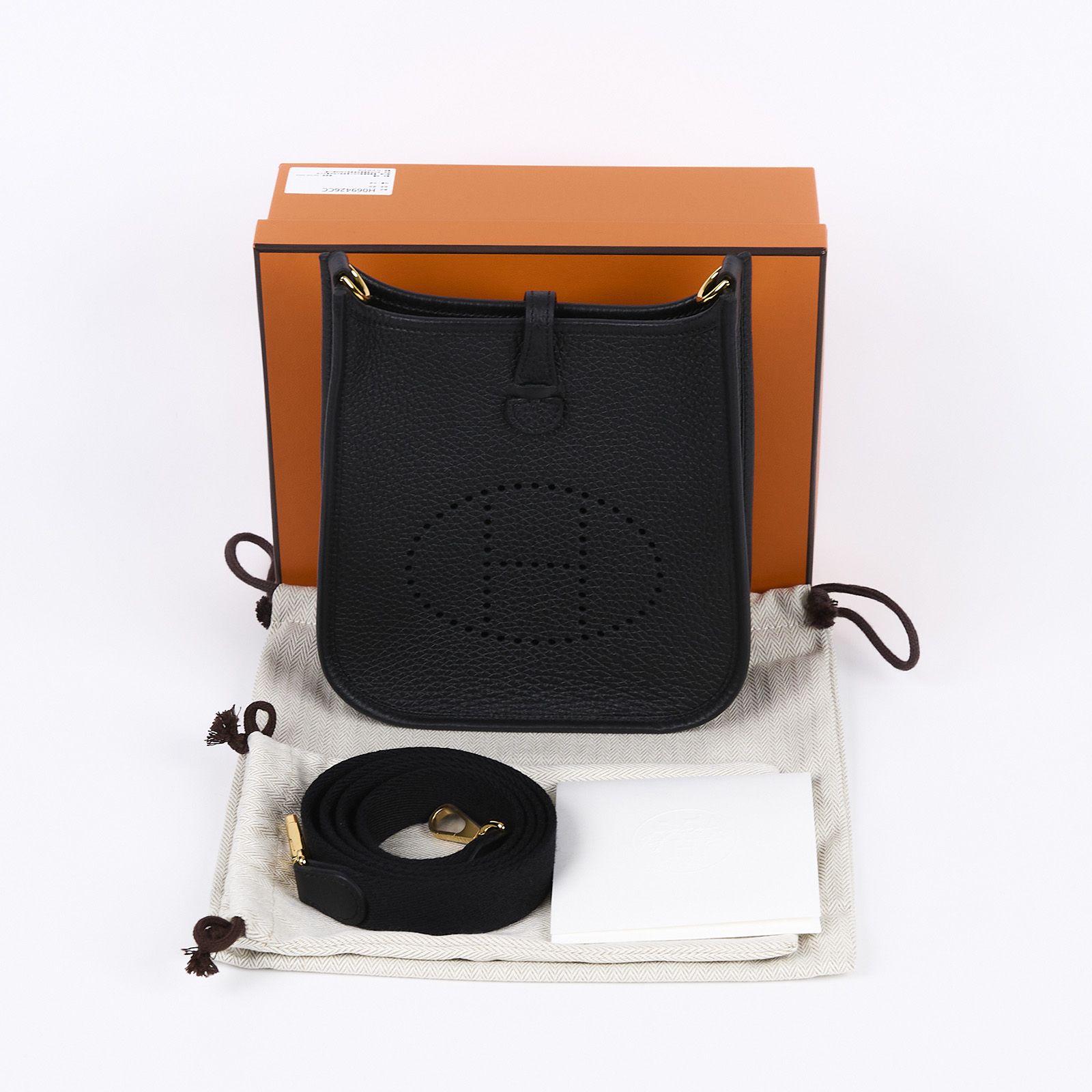愛馬仕 Hermes Evelyne Bag Mini 伊芙琳包 Evelyne 16 黑色 金色五金 H069426CC89 K刻  原廠盒子/防塵袋/背帶