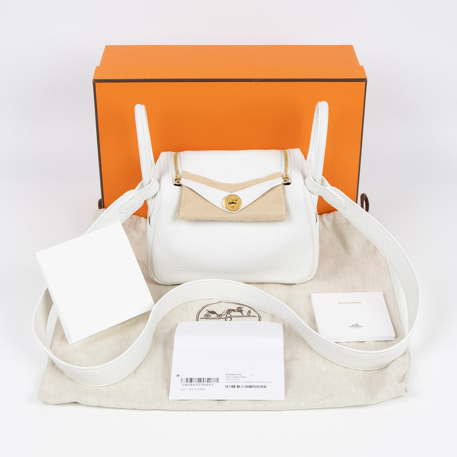 愛馬仕 Hermes Lindy 琳迪包 迷你 新白色 金色五金 H079086CC0U W刻 新白MINI LINDY 原廠盒子/防塵袋