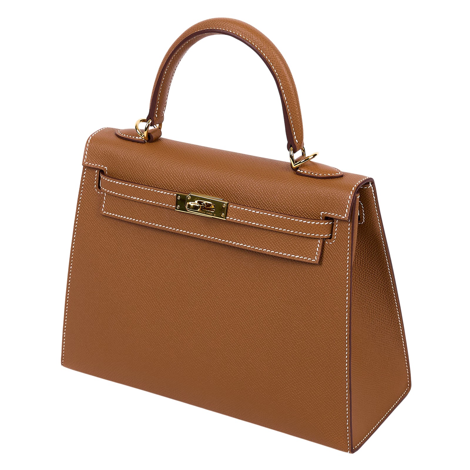 愛馬仕 Hermes Kelly Bag 凱莉包 25 金棕 金色五金 H038416CC37 /W刻  原廠盒子/防塵袋/鎖組/背帶/購買證明