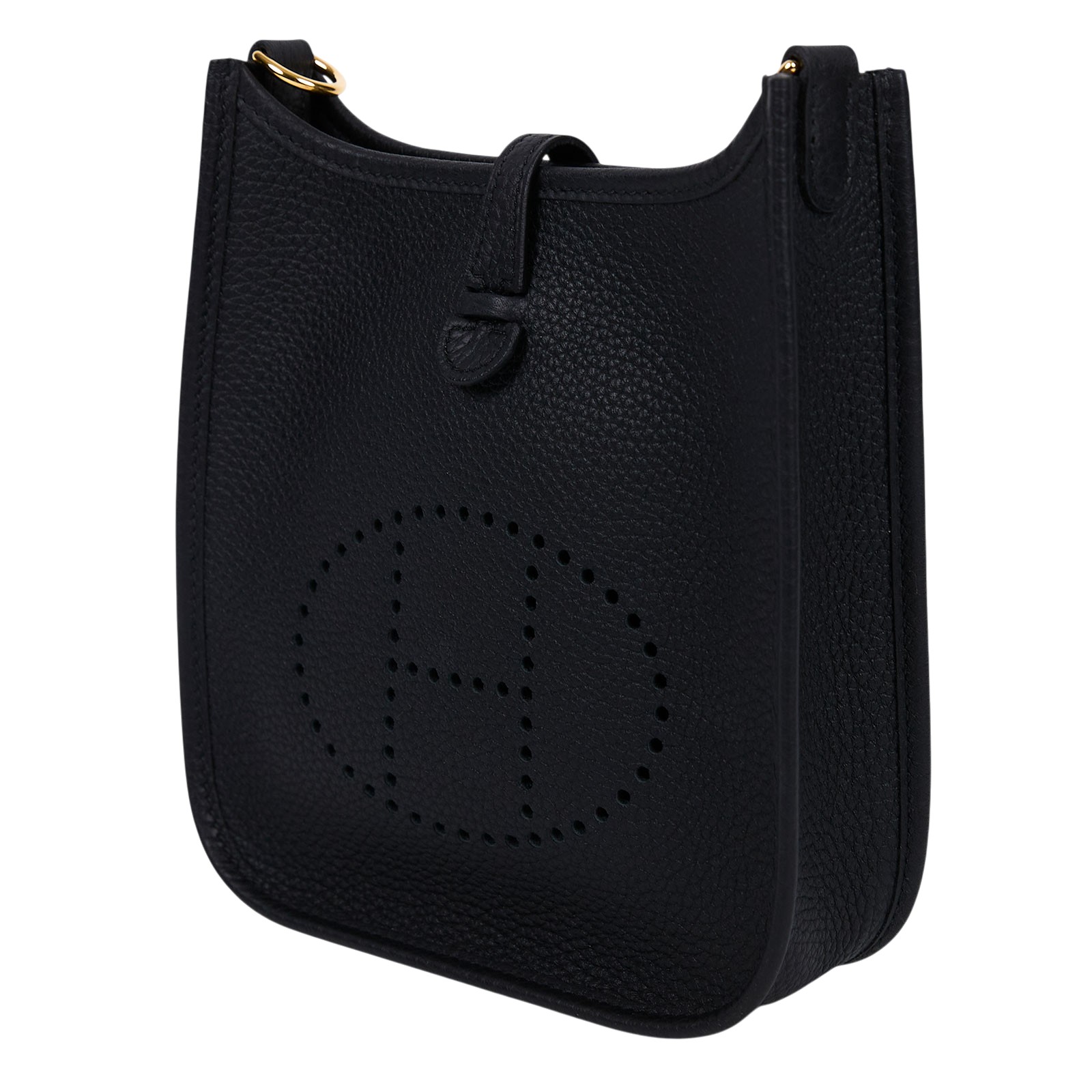 愛馬仕 Hermes Evelyne Bag Mini 伊芙琳包 Evelyne 16 EV16 W刻 黑金MINI EVELYN 原廠盒子/防塵袋/背帶