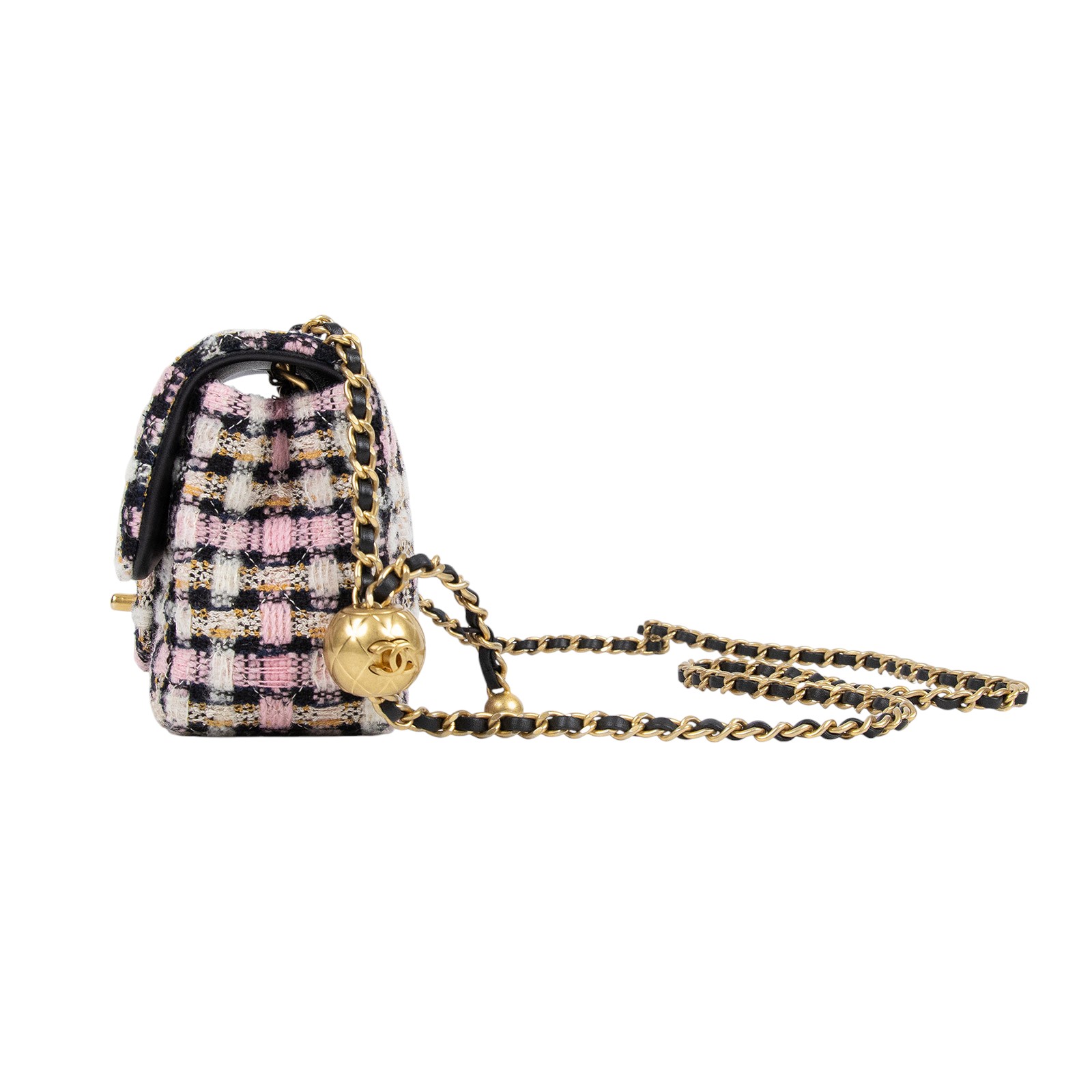 香奈兒 CHANEL Coco 20  肩背 斜背 毛呢 口蓋包  晶片款 粉毛呢金球COCO20 防塵袋