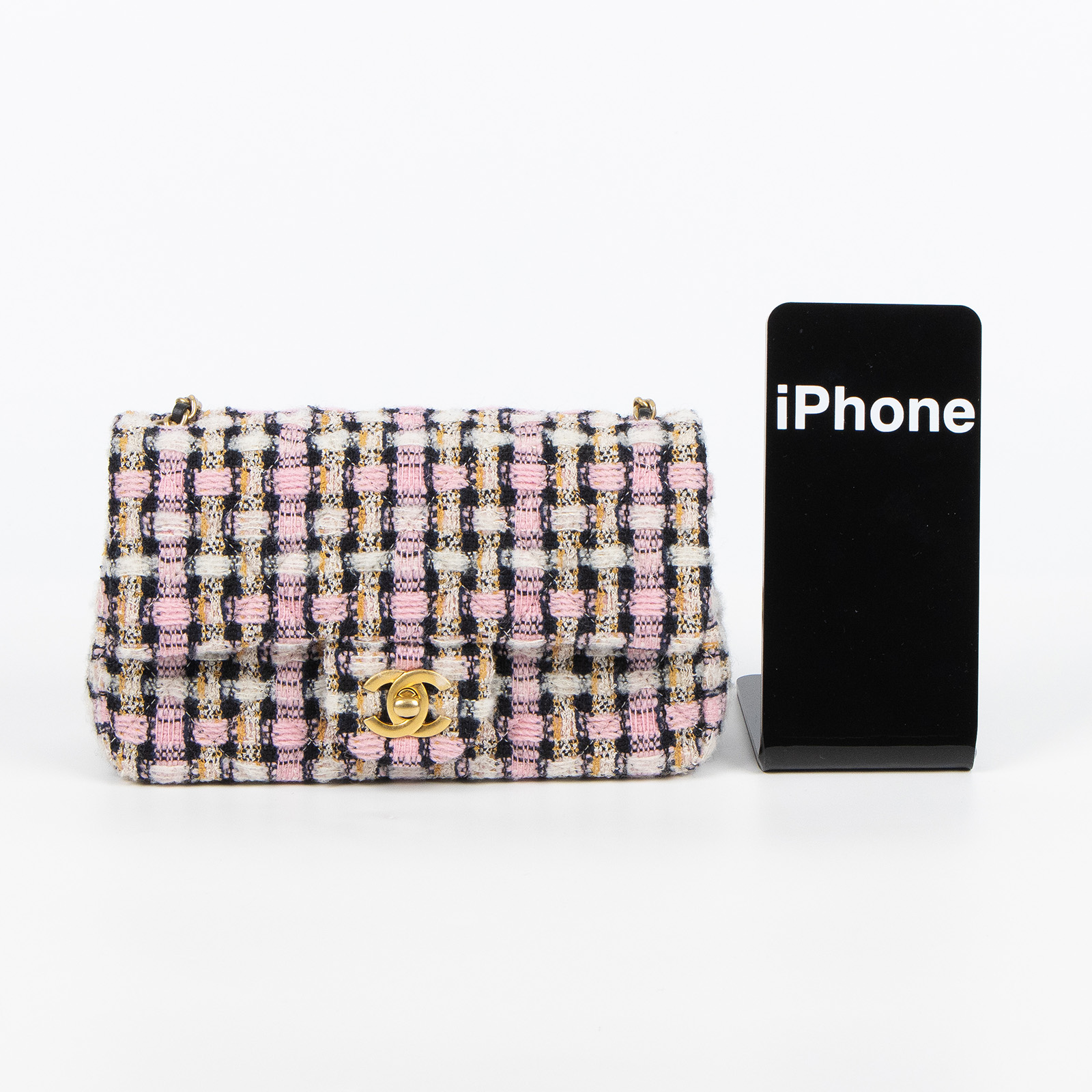 香奈兒 CHANEL Coco 20  肩背 斜背 毛呢 口蓋包  晶片款 粉毛呢金球COCO20 防塵袋